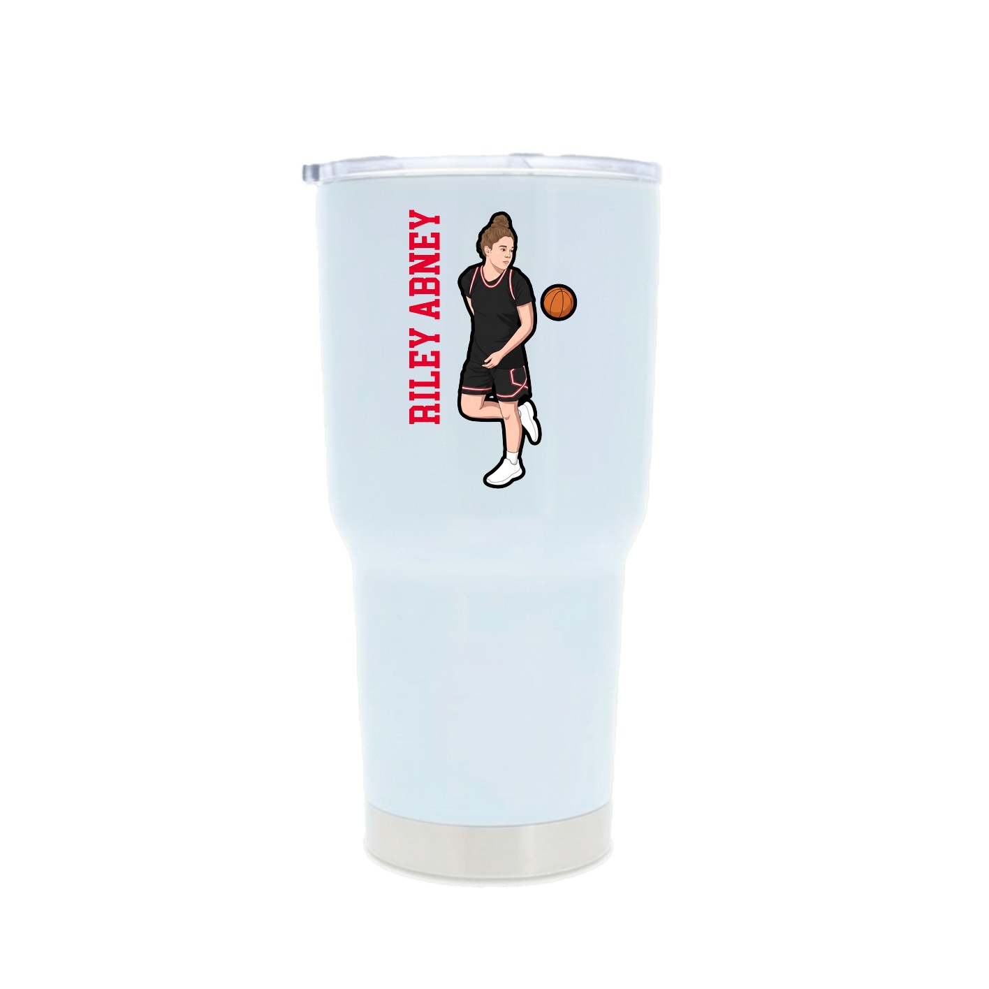 30oz Stainless Steel Tumbler — Name Vertical in White