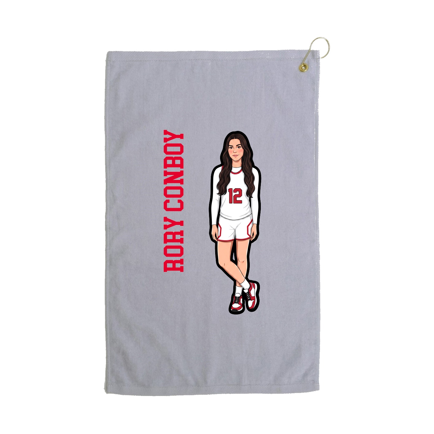 Golf Towel — Name Vertical in Grey