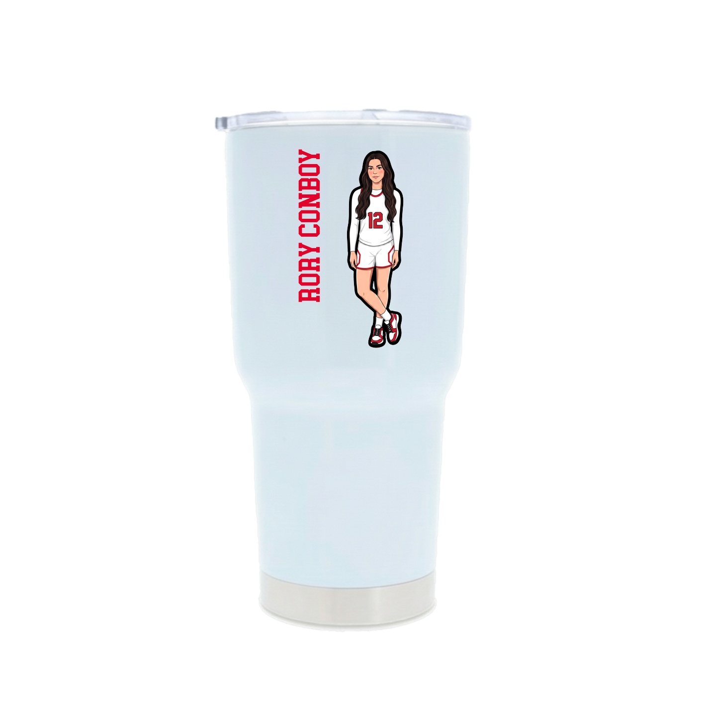 30oz Stainless Steel Tumbler — Name Vertical in White