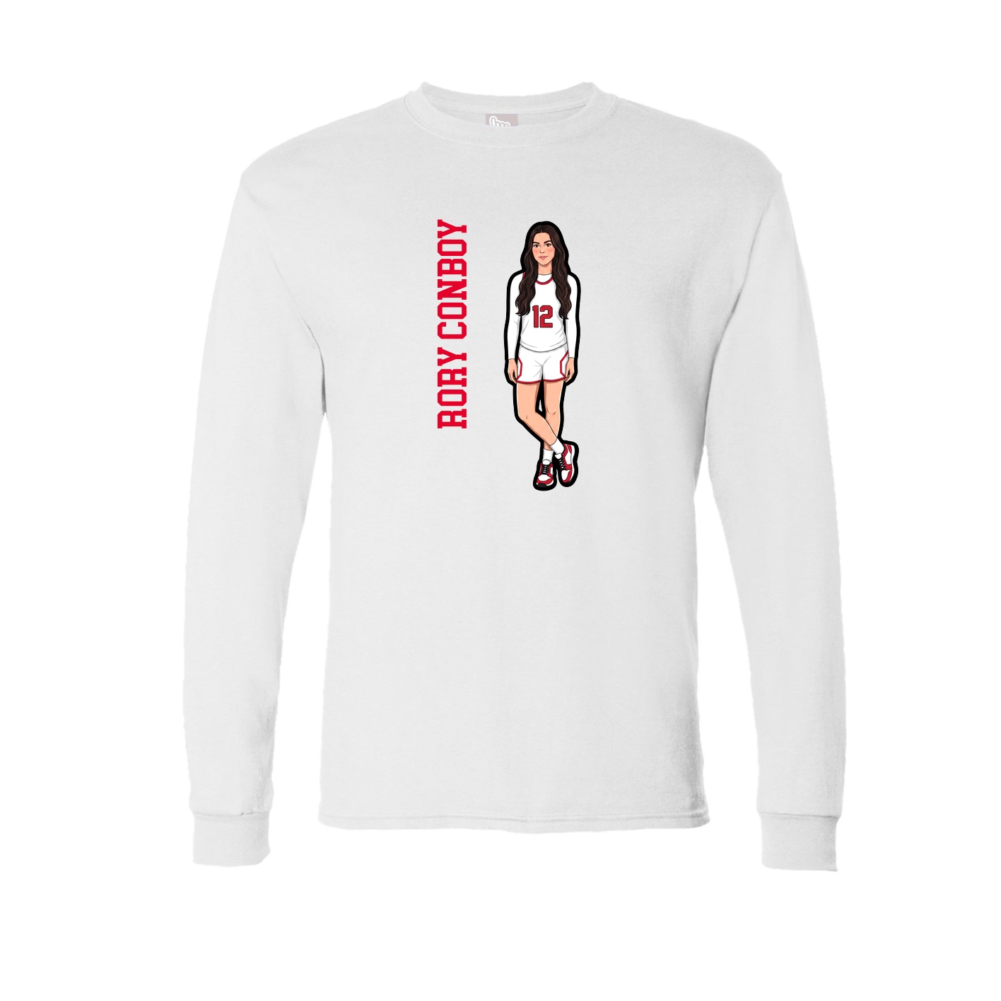 Long Sleeve Tee — Name Vertical in White