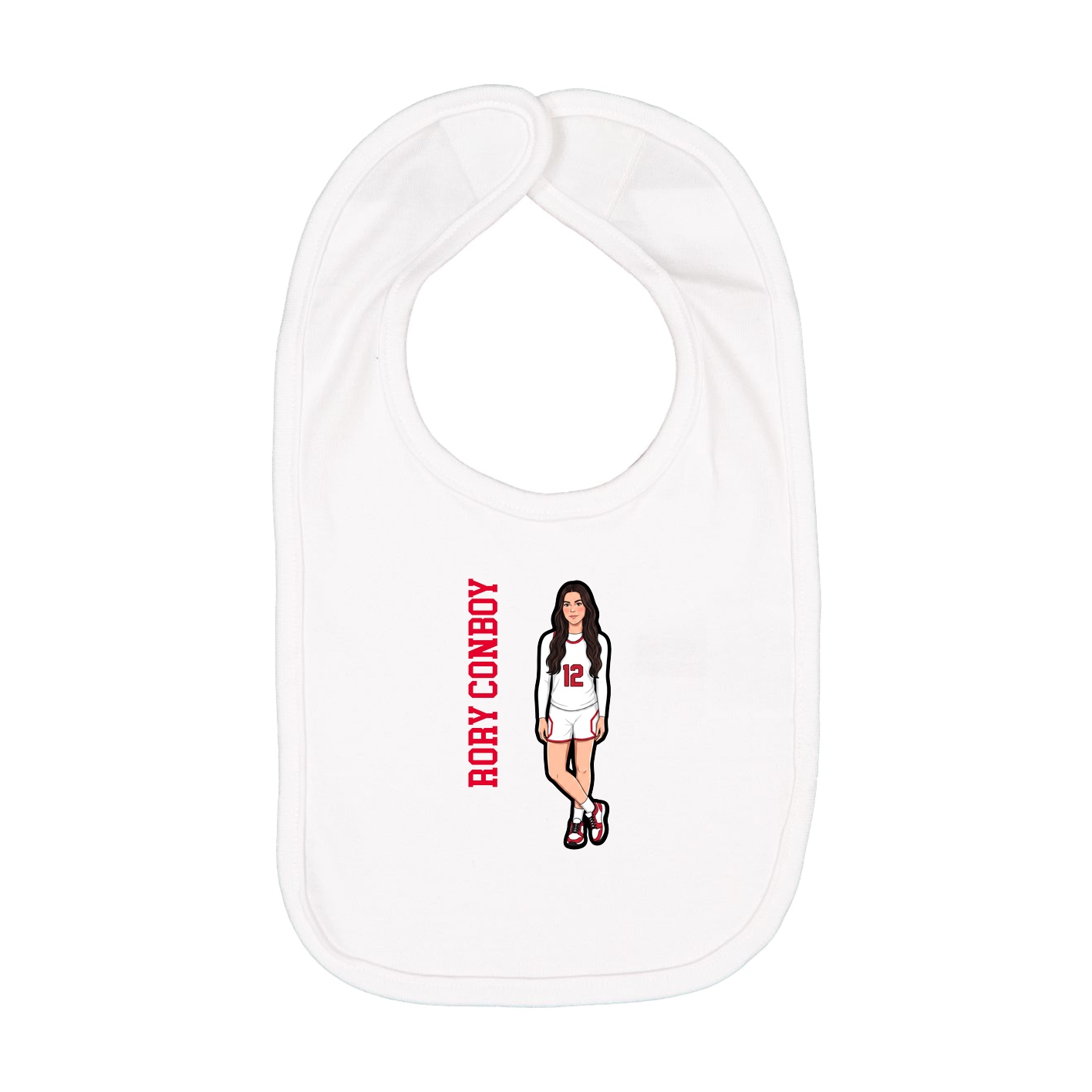 Infant Bib — Name Vertical in White