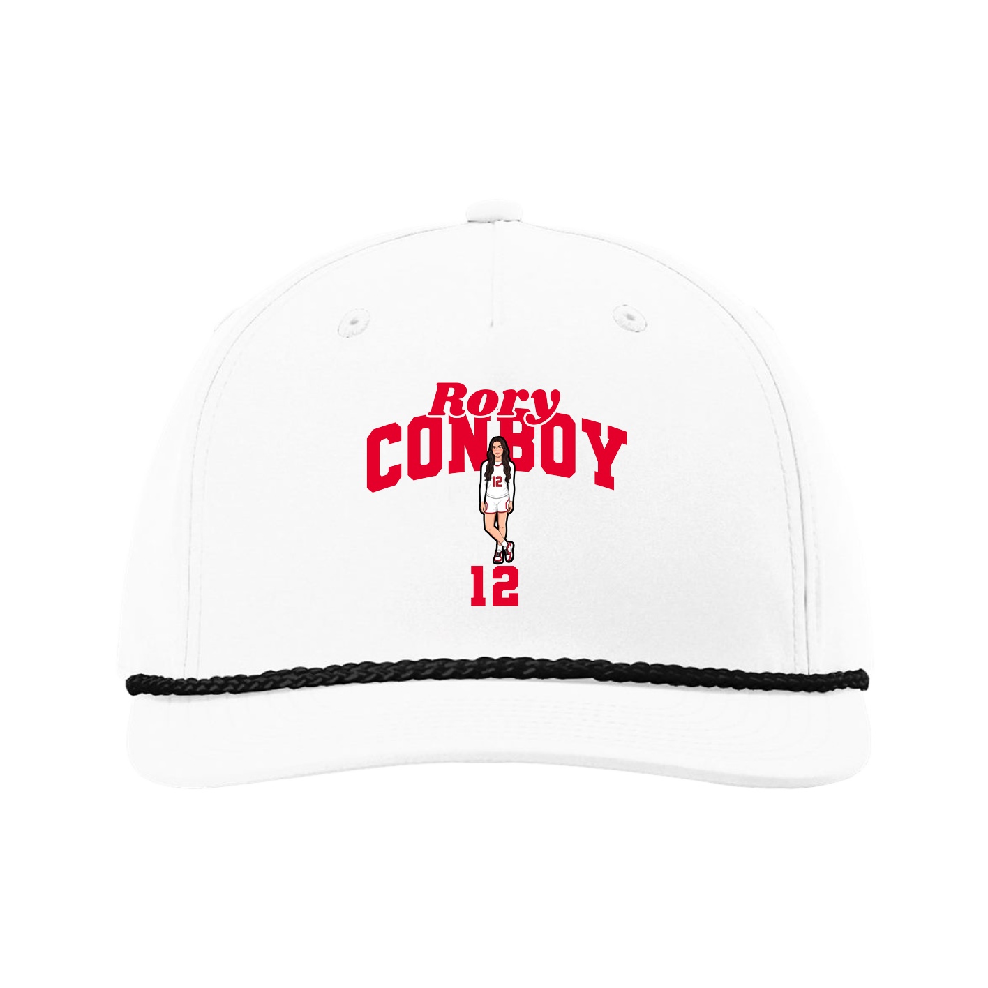 Five-Panel Classic Rope Cap — Signature Arch in White