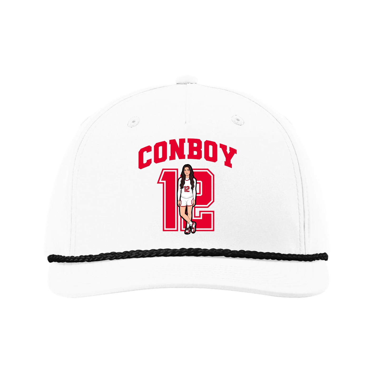 Five-Panel Classic Rope Cap — Number in White