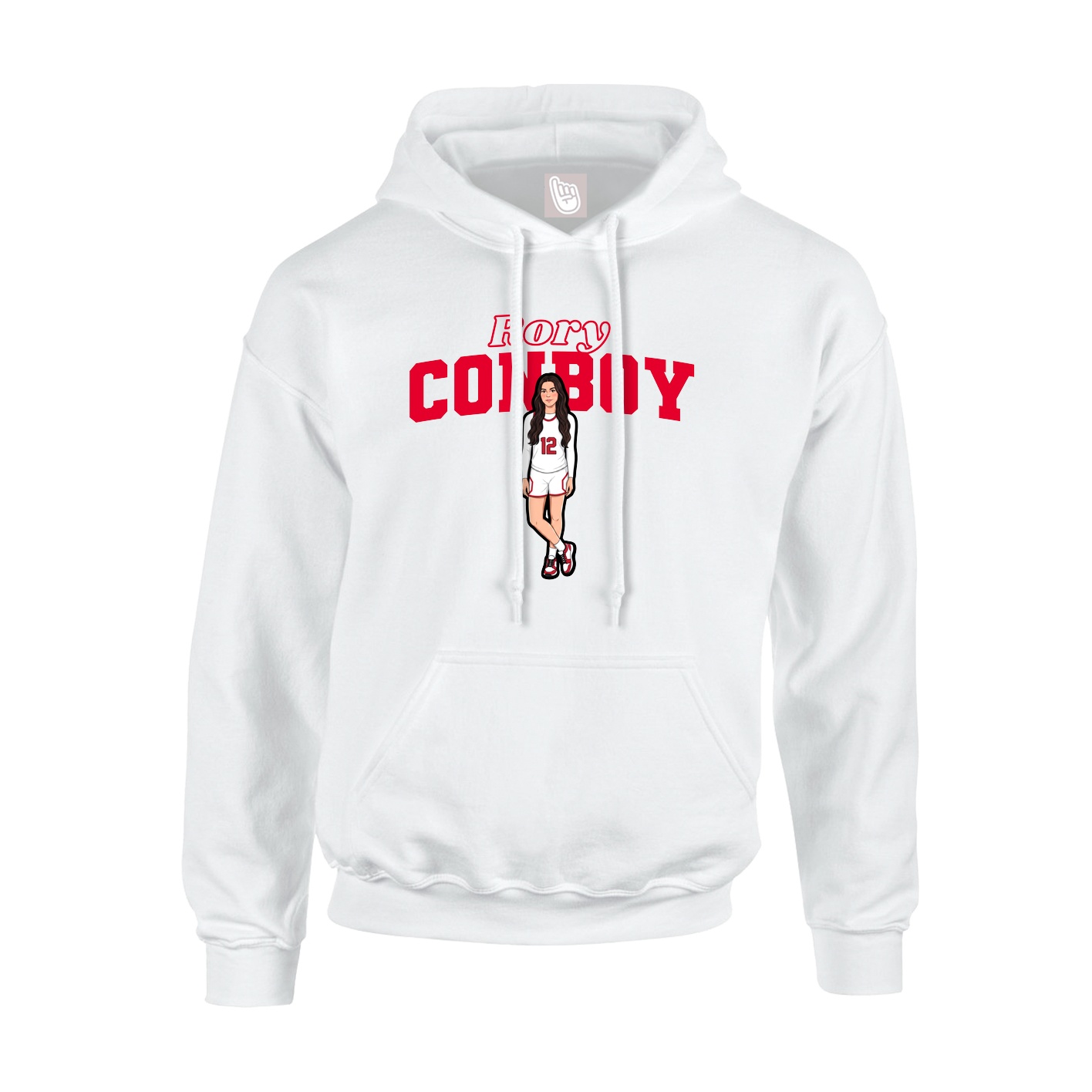 Youth Hoodie — Name Arch in White