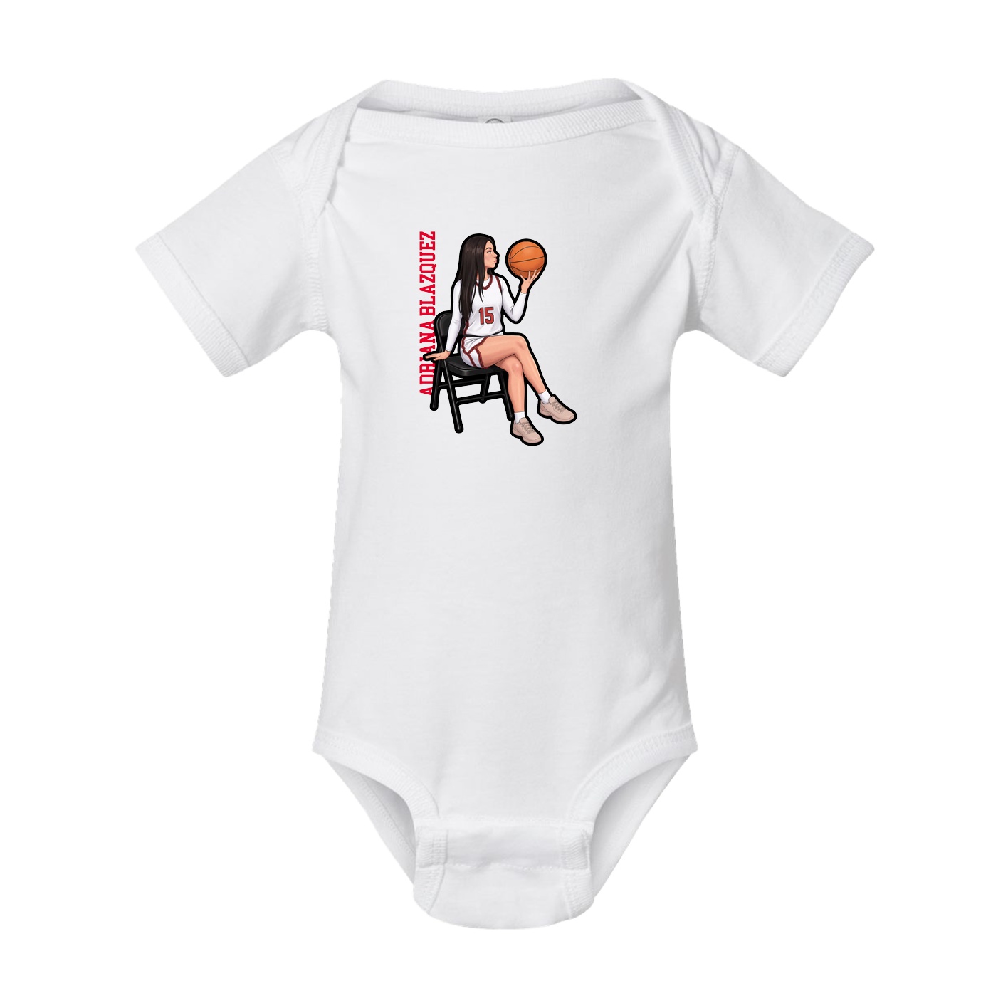 Baby Onesie — Name Vertical in White