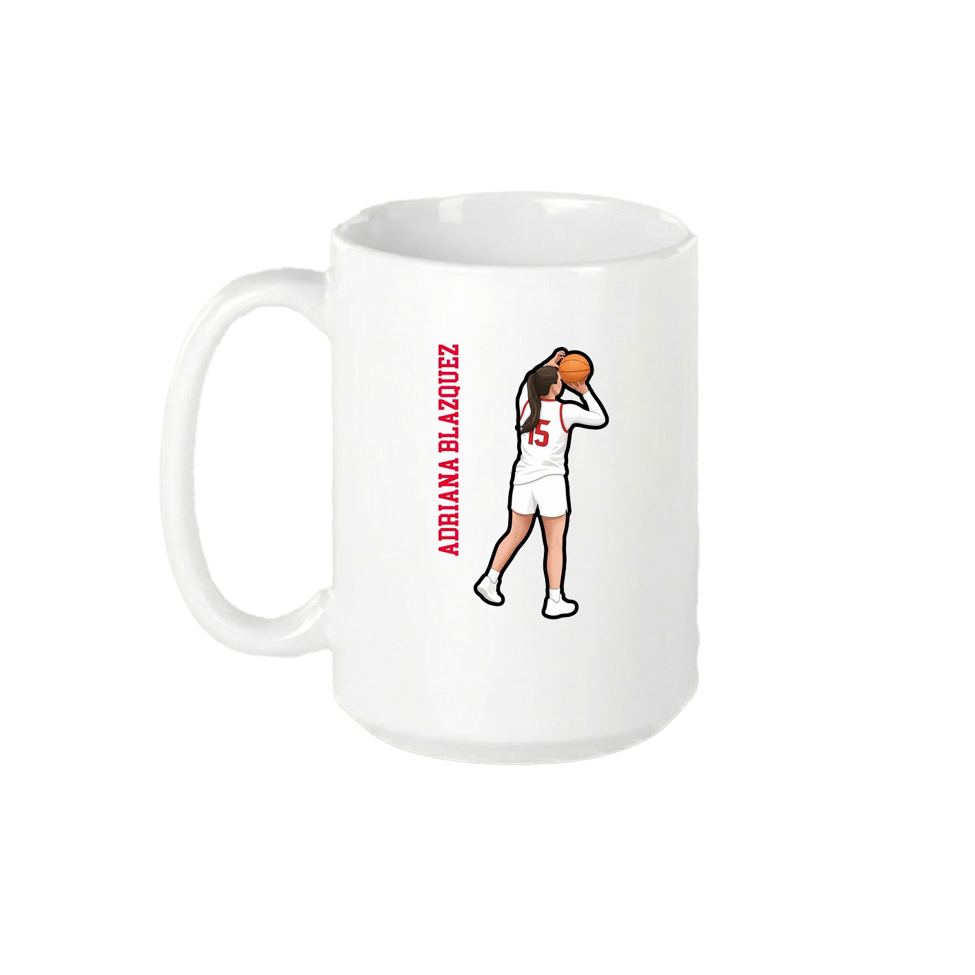 15oz Coffee Mug — Name Vertical in White