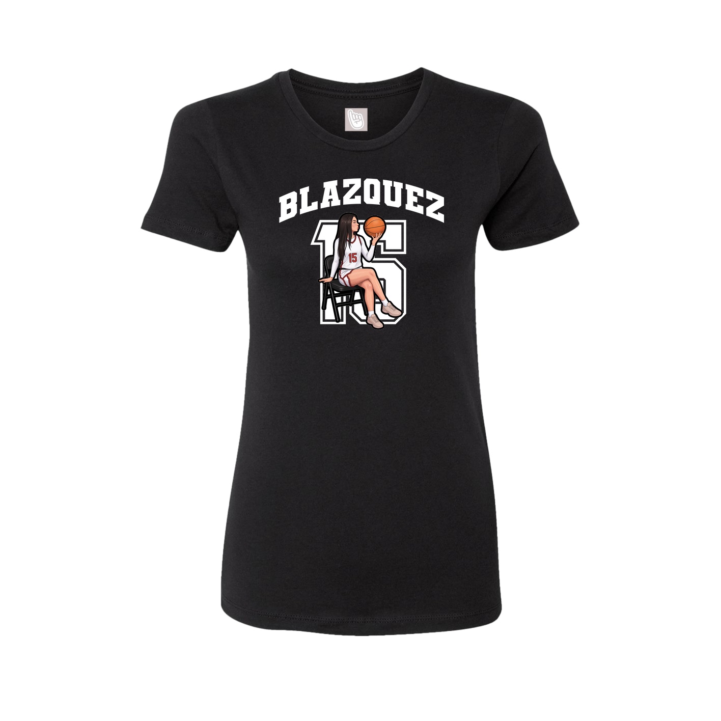 Fitted Women's Tee — Number in Black