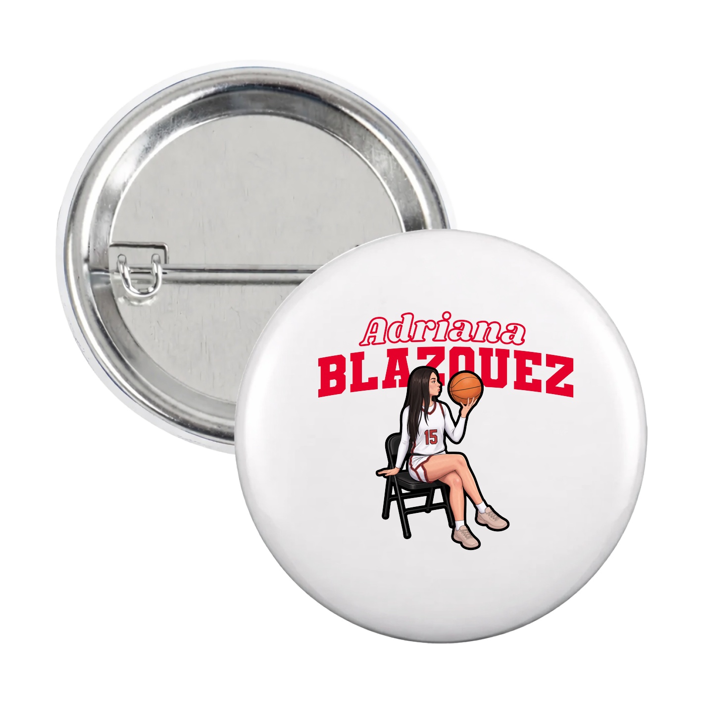 Game Day Button — Name Arch in White