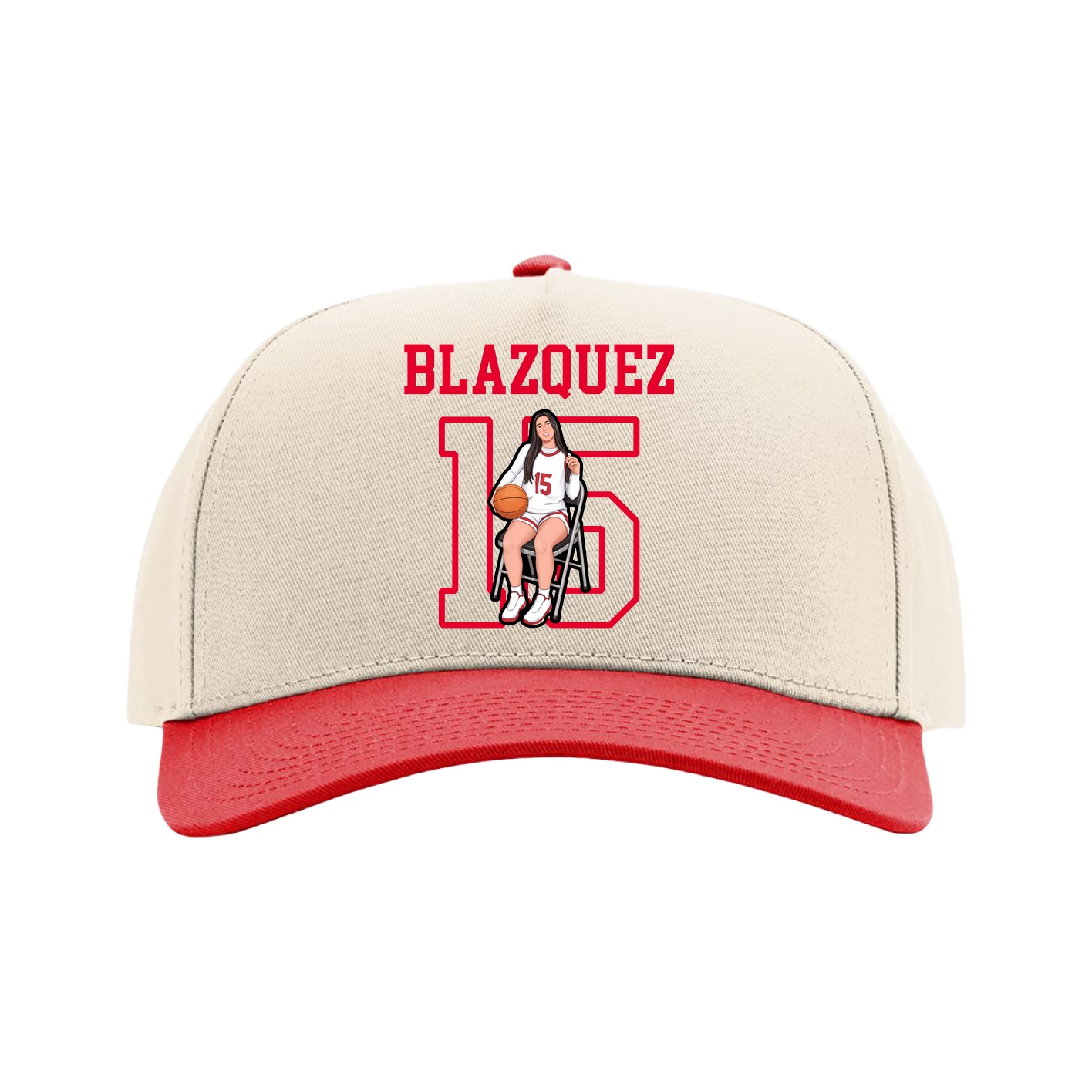 Full Fabric Five-Panel Champ Cap — Shirsey in Cream/Red