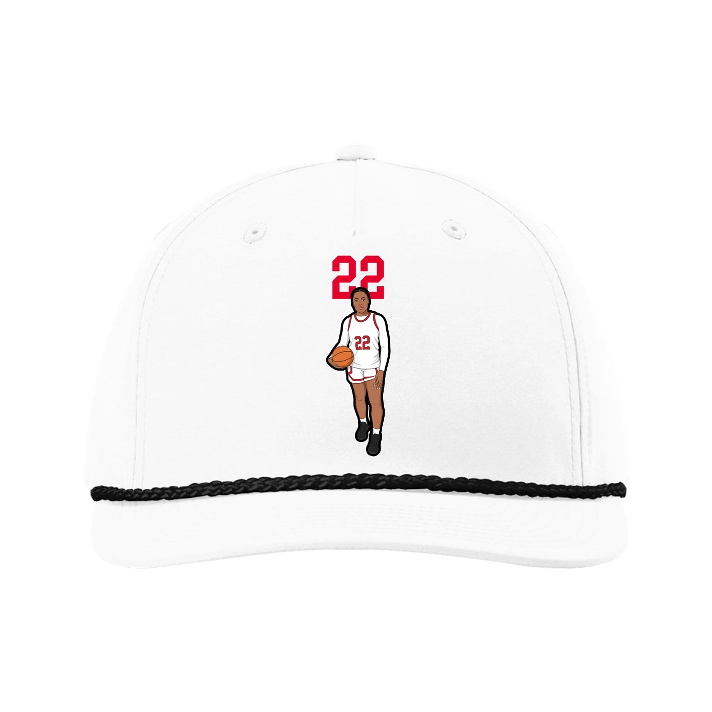 Five-Panel Classic Rope Cap — Number Top in White