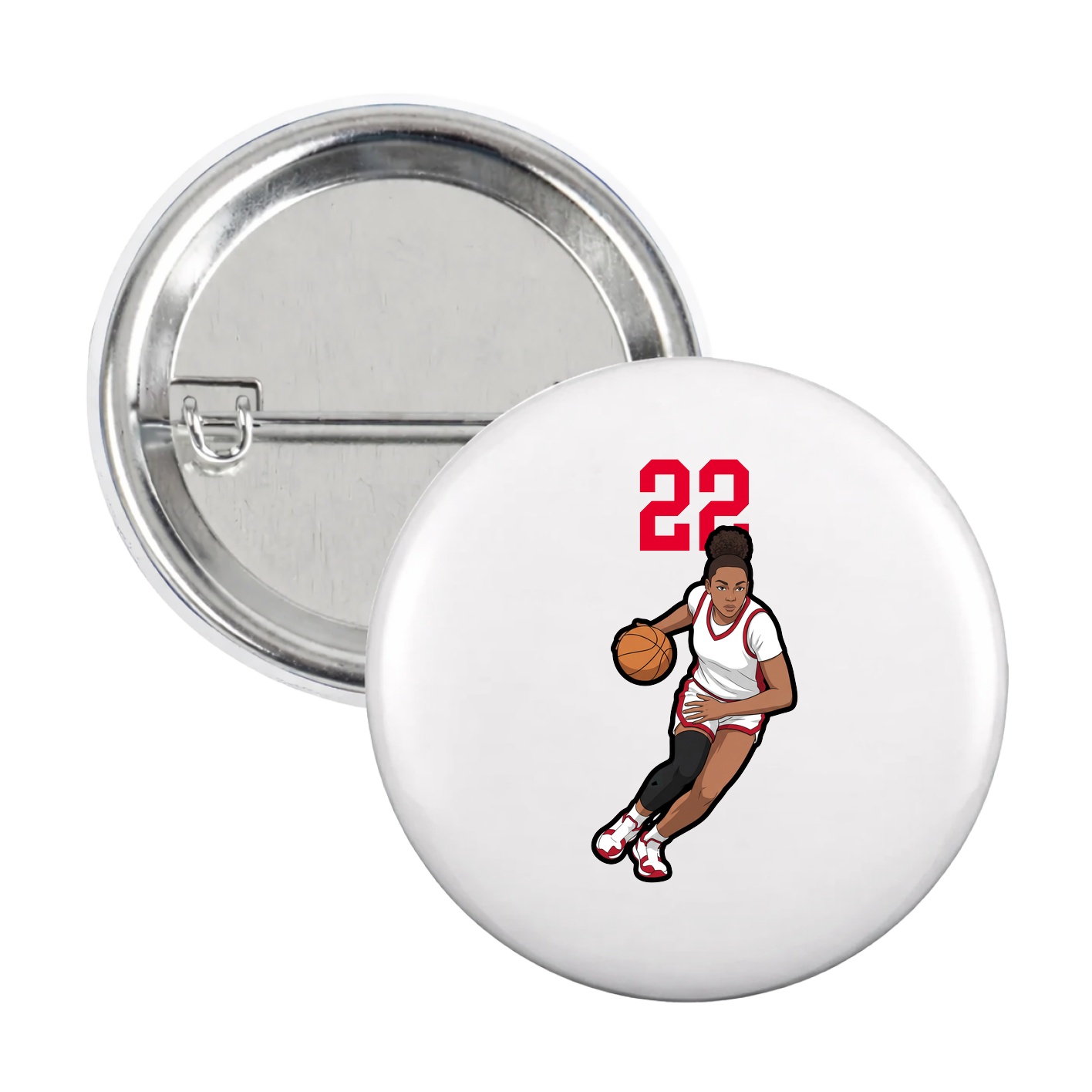 Game Day Button — Number Top in White
