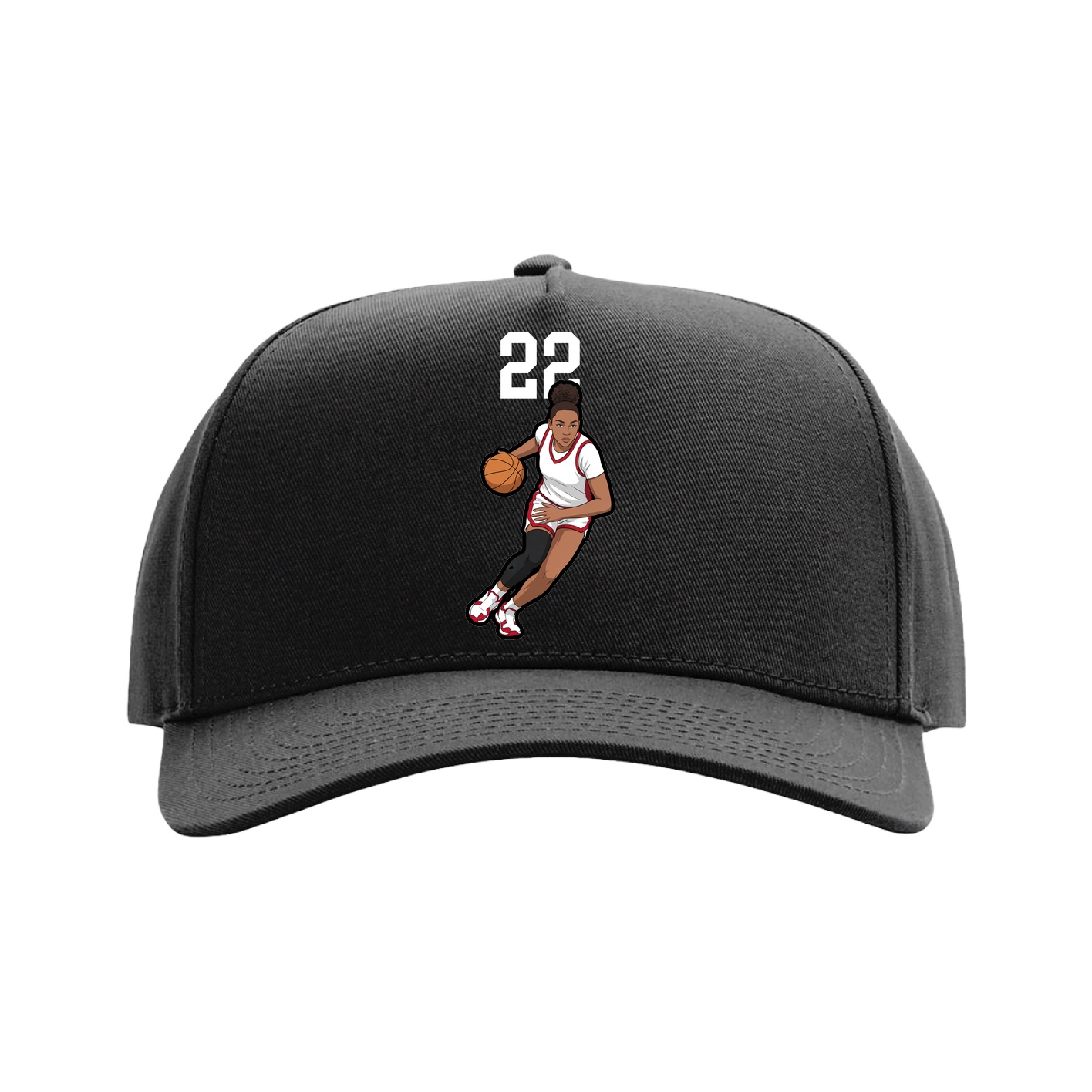 Full Fabric Five-Panel Champ Cap — Number Top in Black