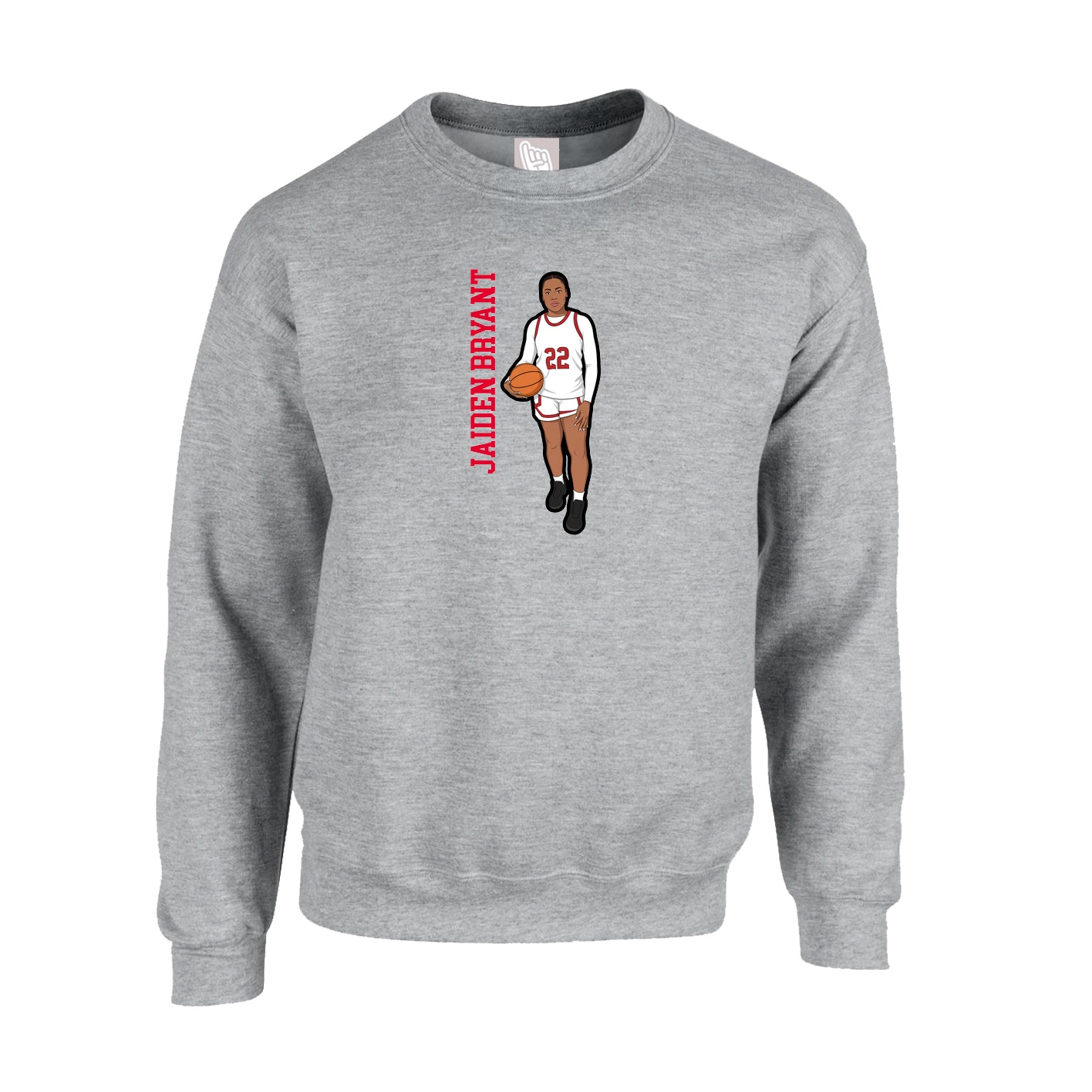 Fleece Crew — Name Vertical in Grey
