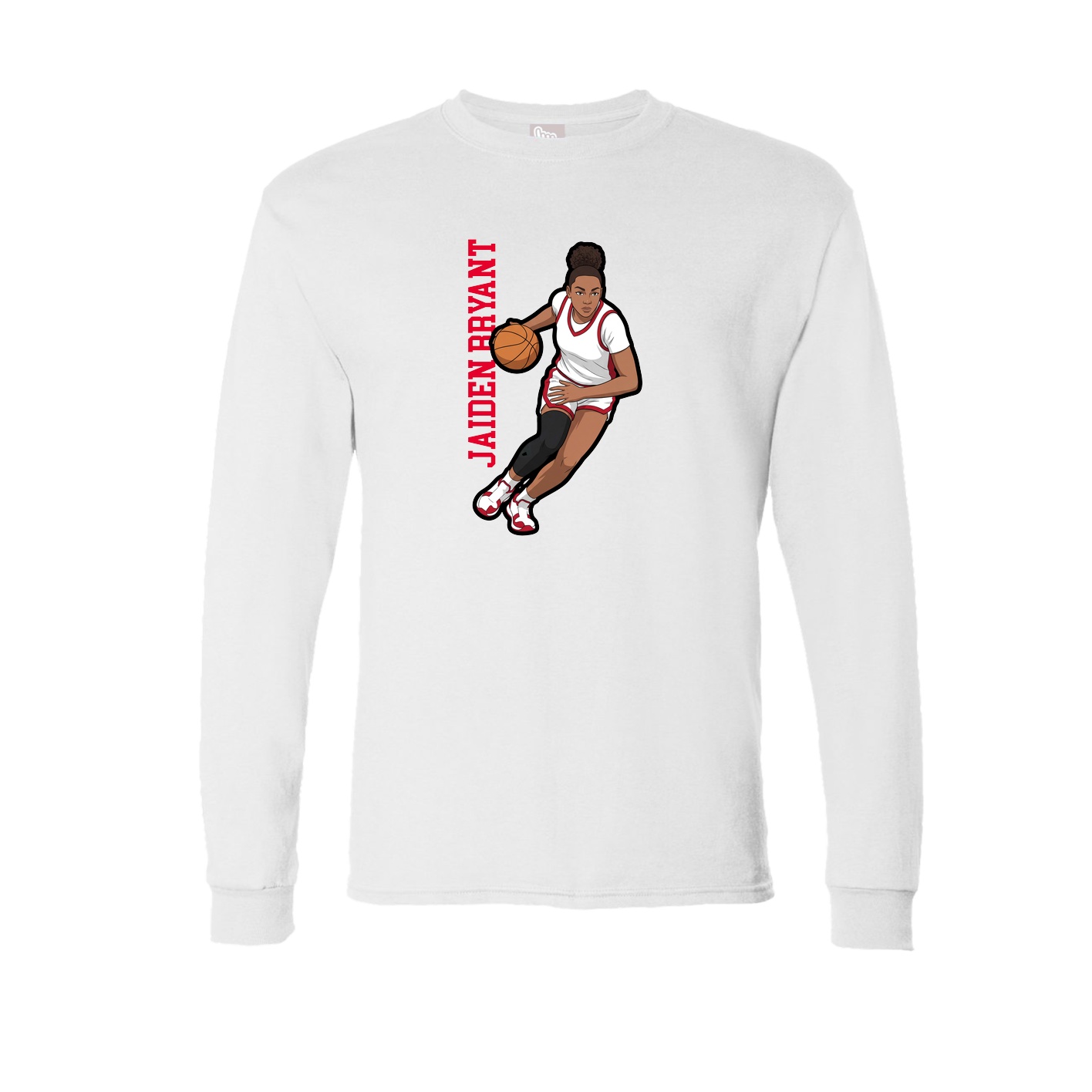 Long Sleeve Tee — Name Vertical in White