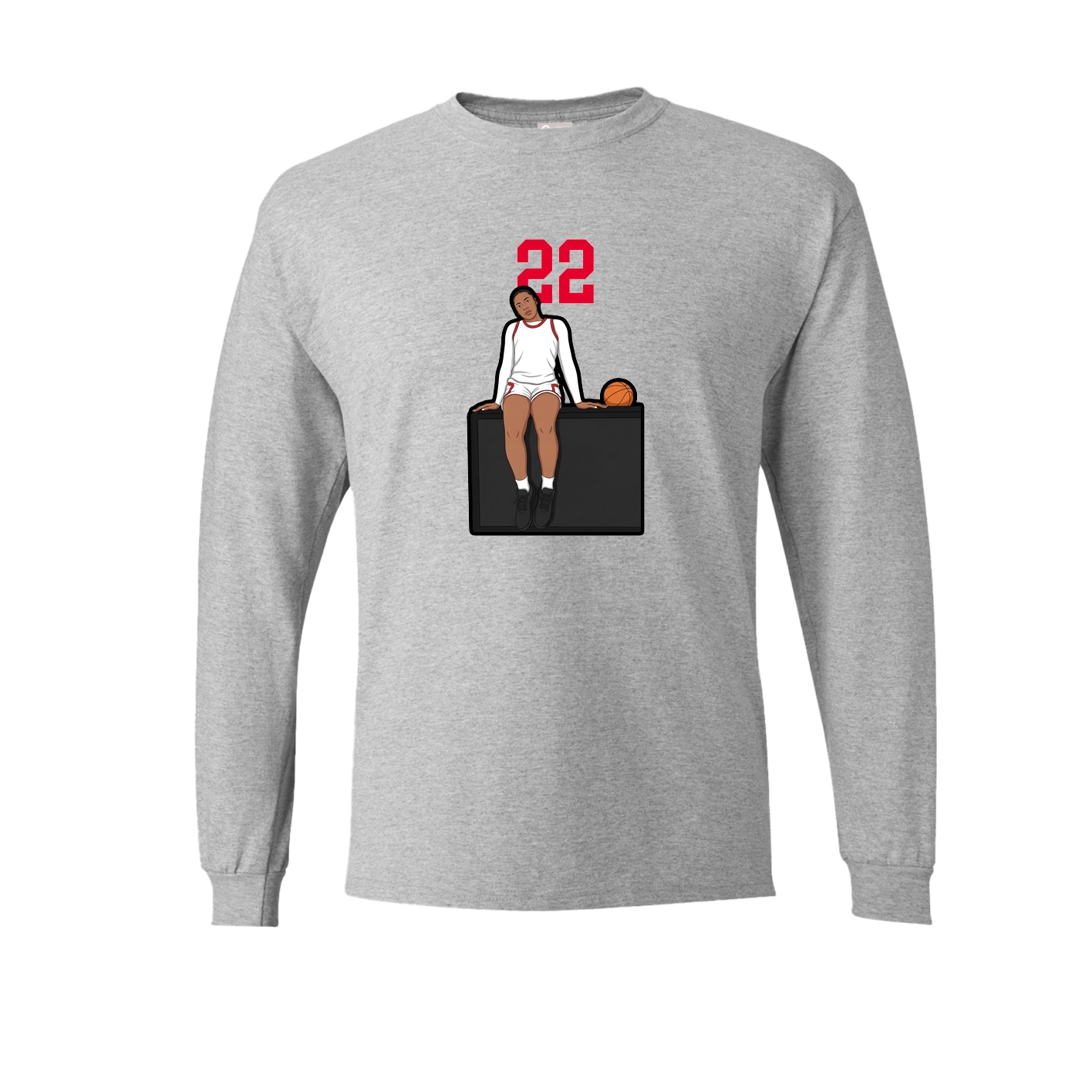 Long Sleeve Tee — Number Top in Grey