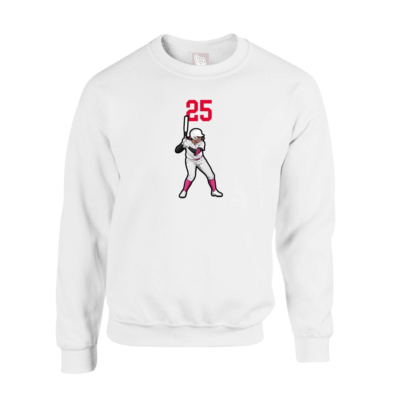 Fleece Crew — Number Top in White