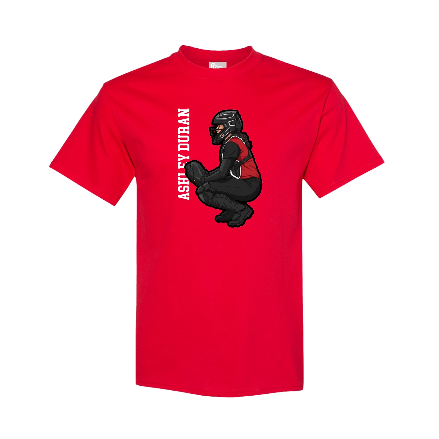 Tee — Name Vertical in Red