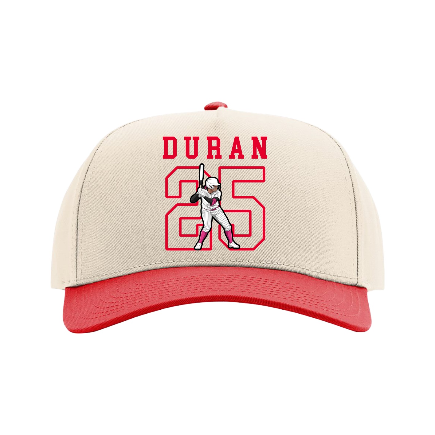 Full Fabric Five-Panel Champ Cap — Shirsey in Cream/Red