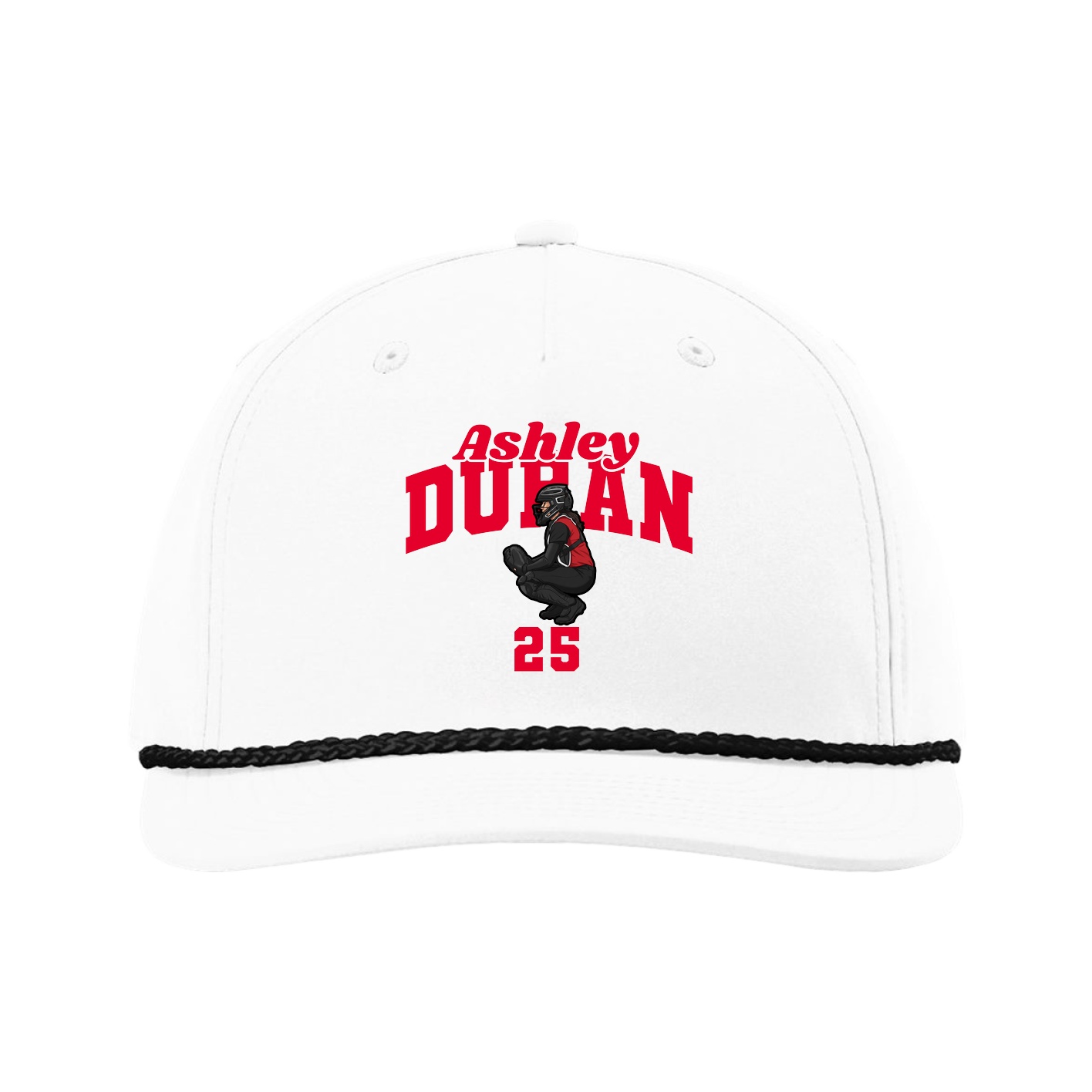 Five-Panel Classic Rope Cap — Signature Arch in White