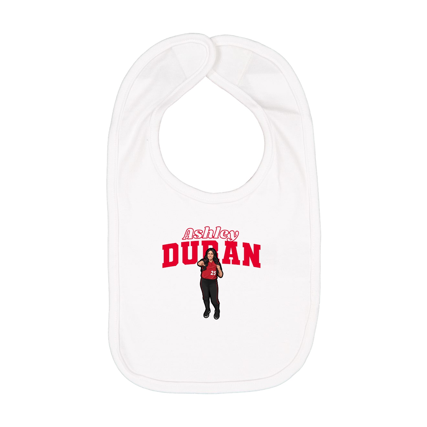 Infant Bib — Name Arch in White
