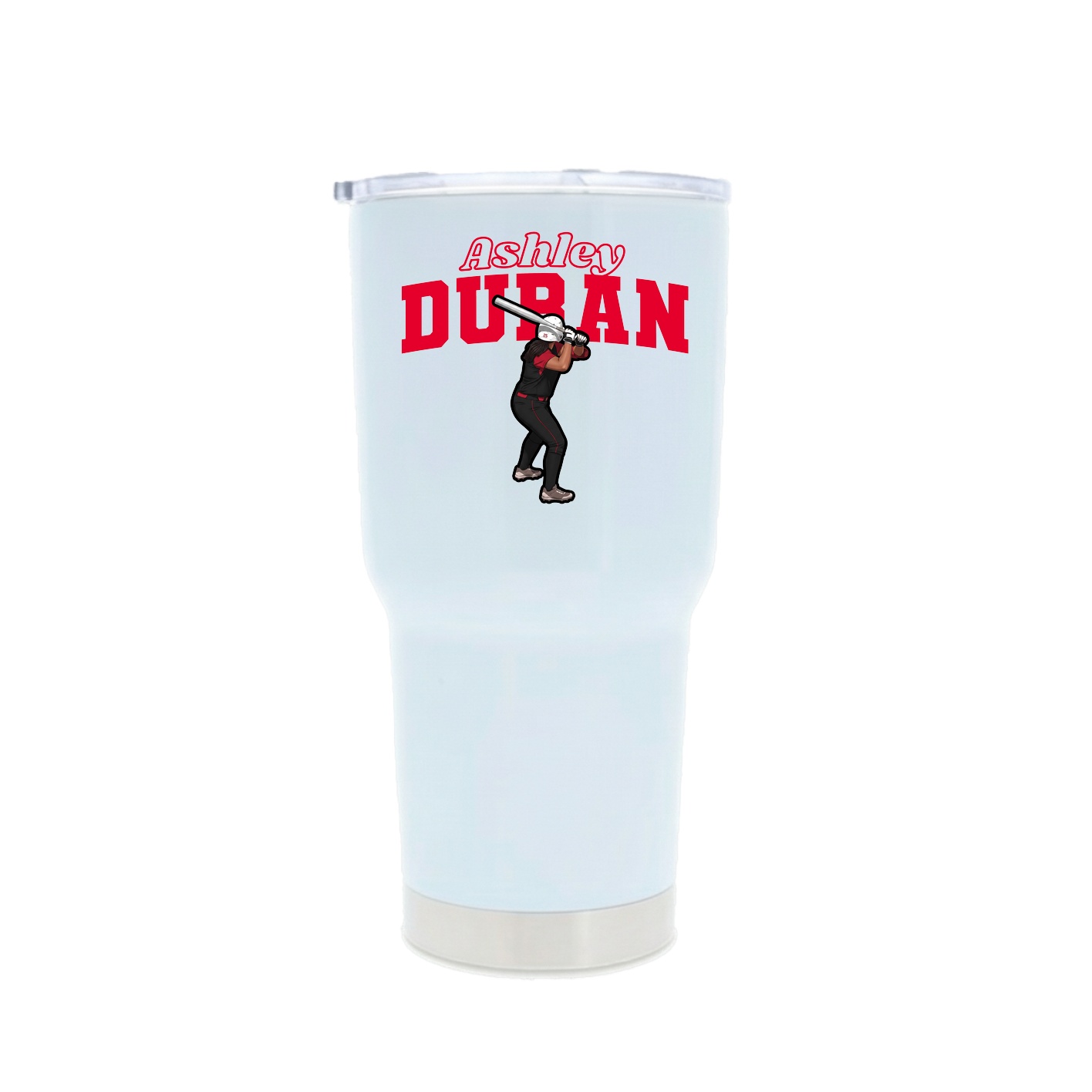 30oz Stainless Steel Tumbler — Name Arch in White
