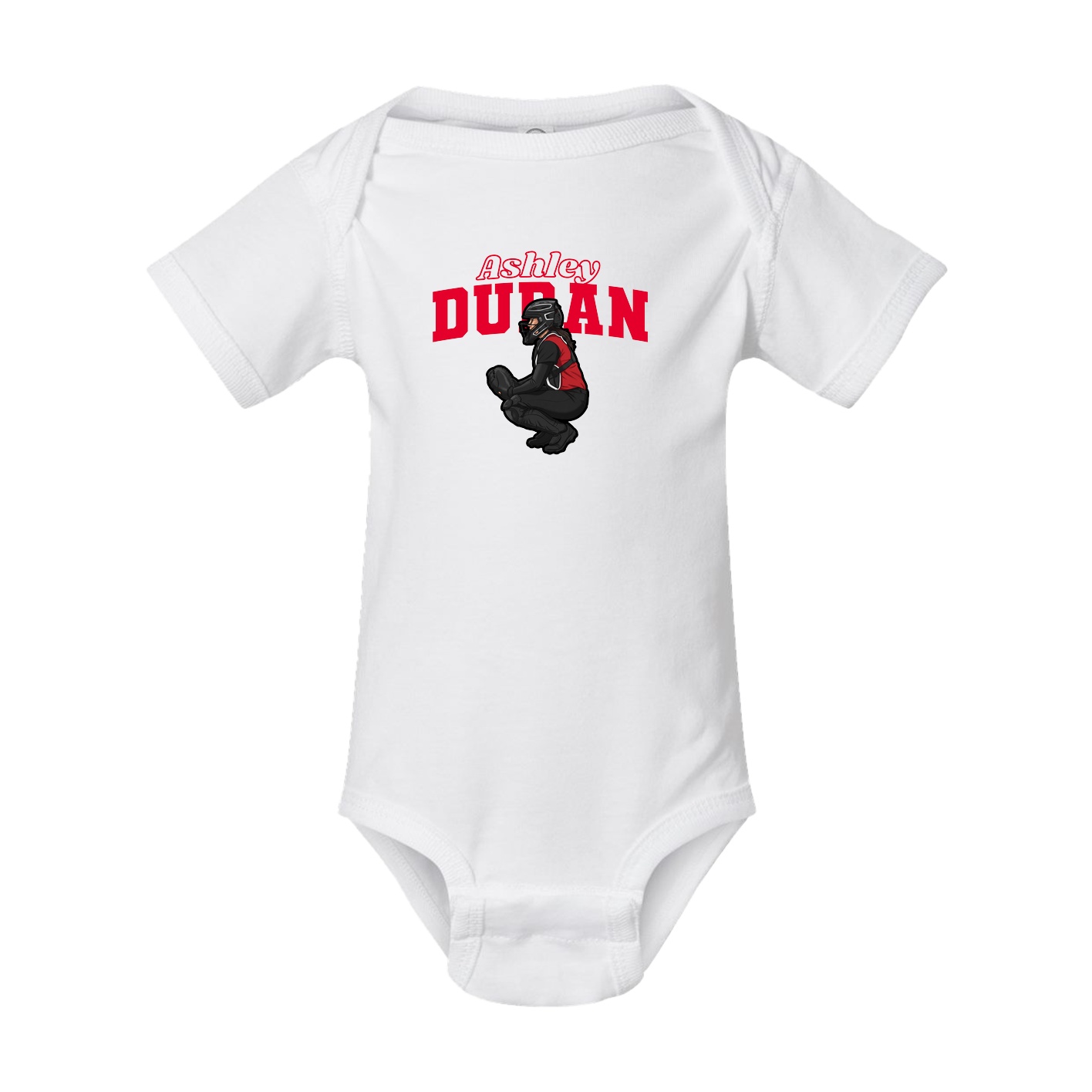 Baby Onesie — Name Arch in White