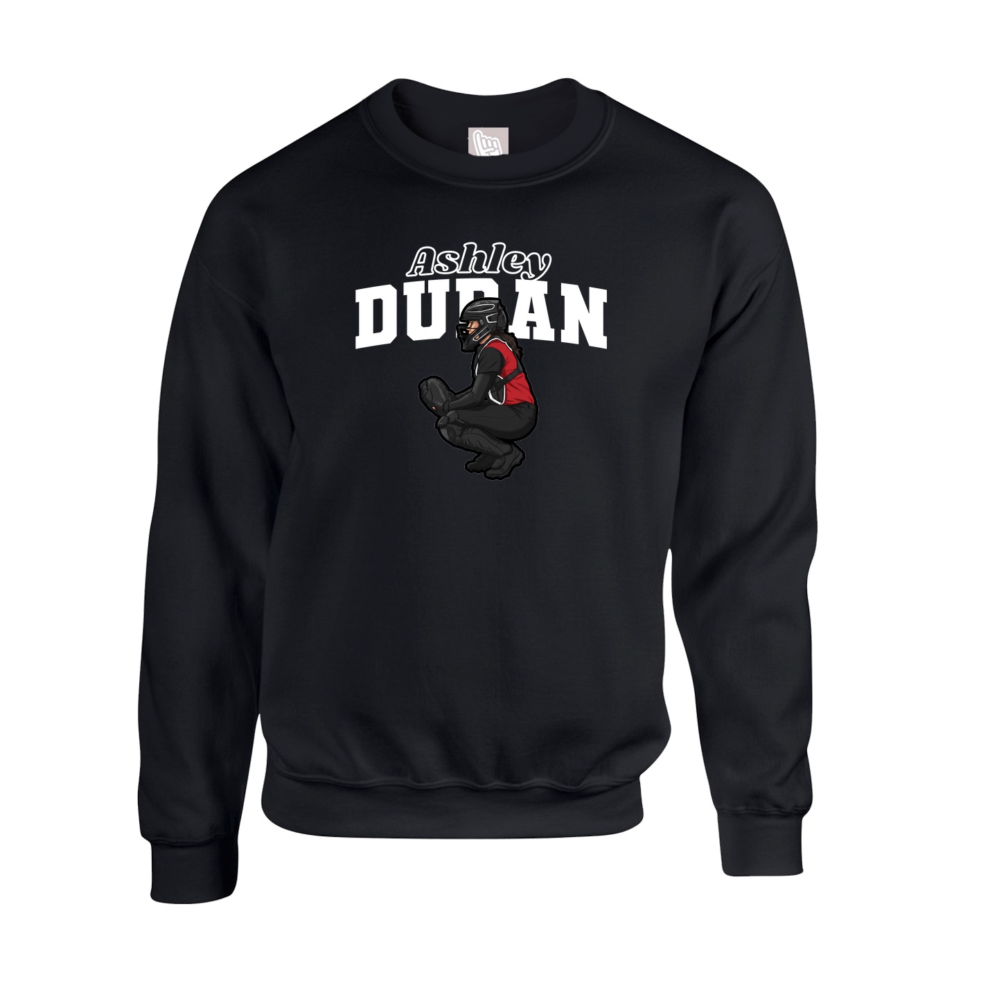 Fleece Crew — Name Arch in Black