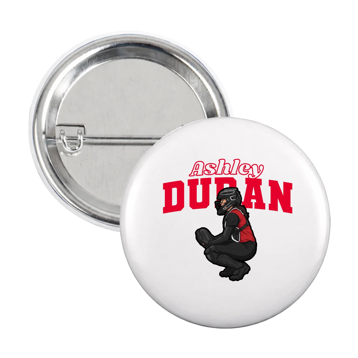 Game Day Button — Name Arch in White