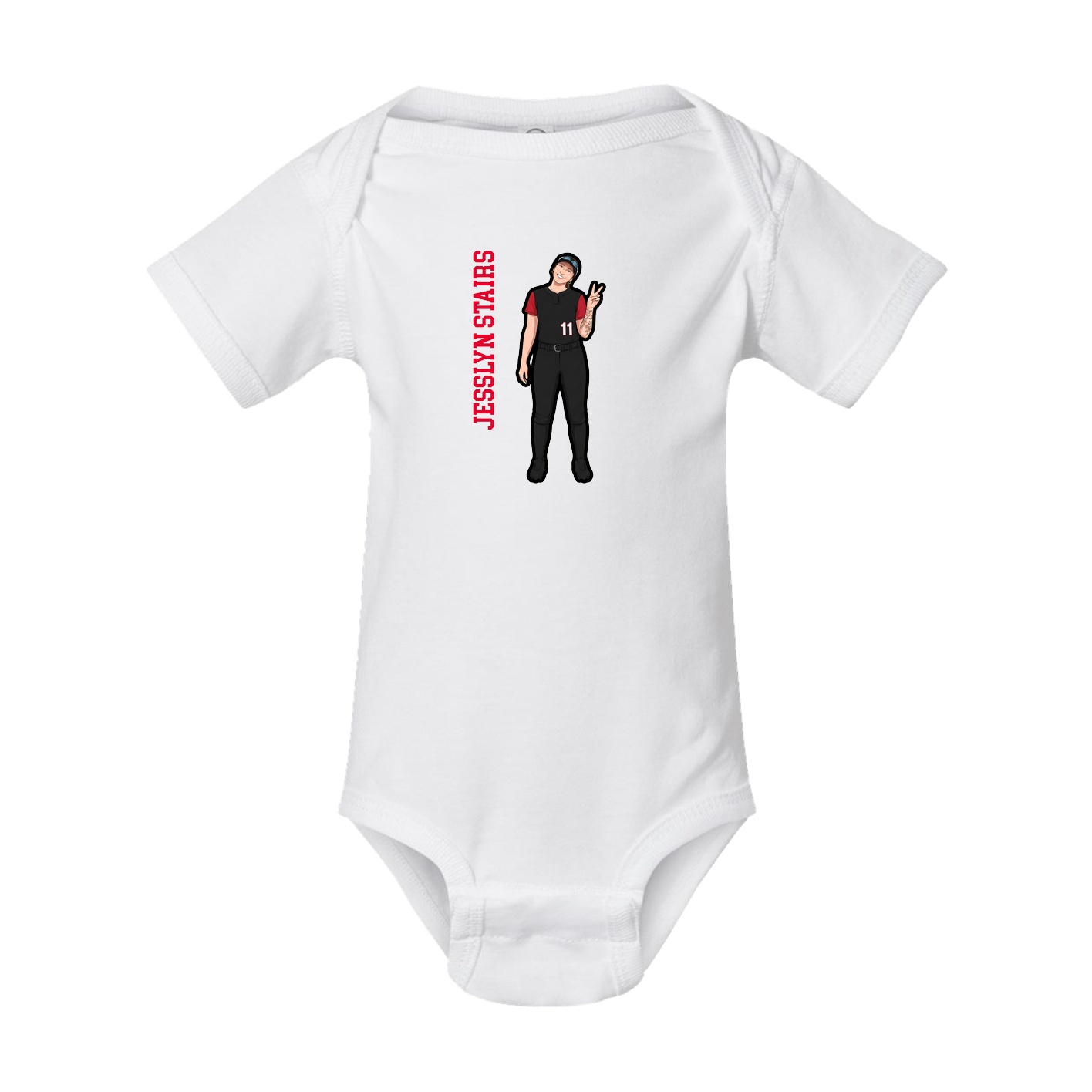 Baby Onesie — Name Vertical in White