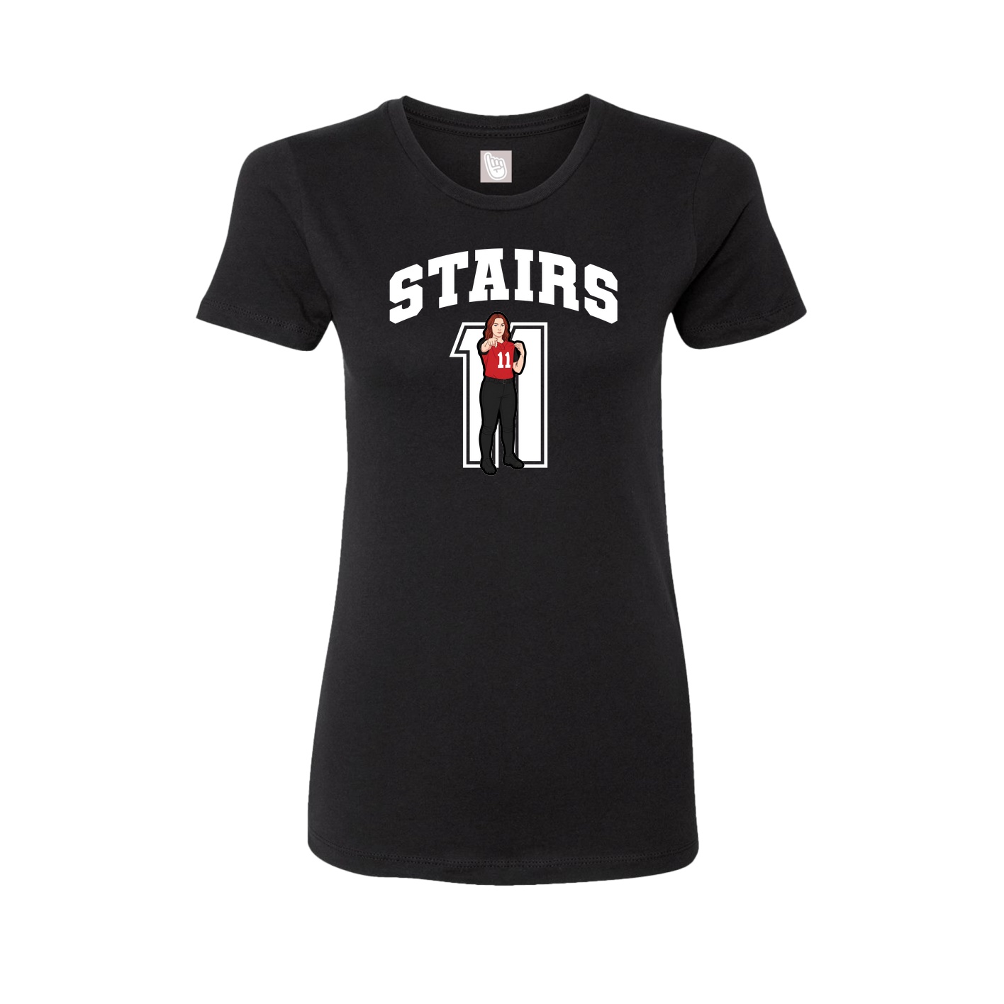Fitted Women's Tee — Number in Black