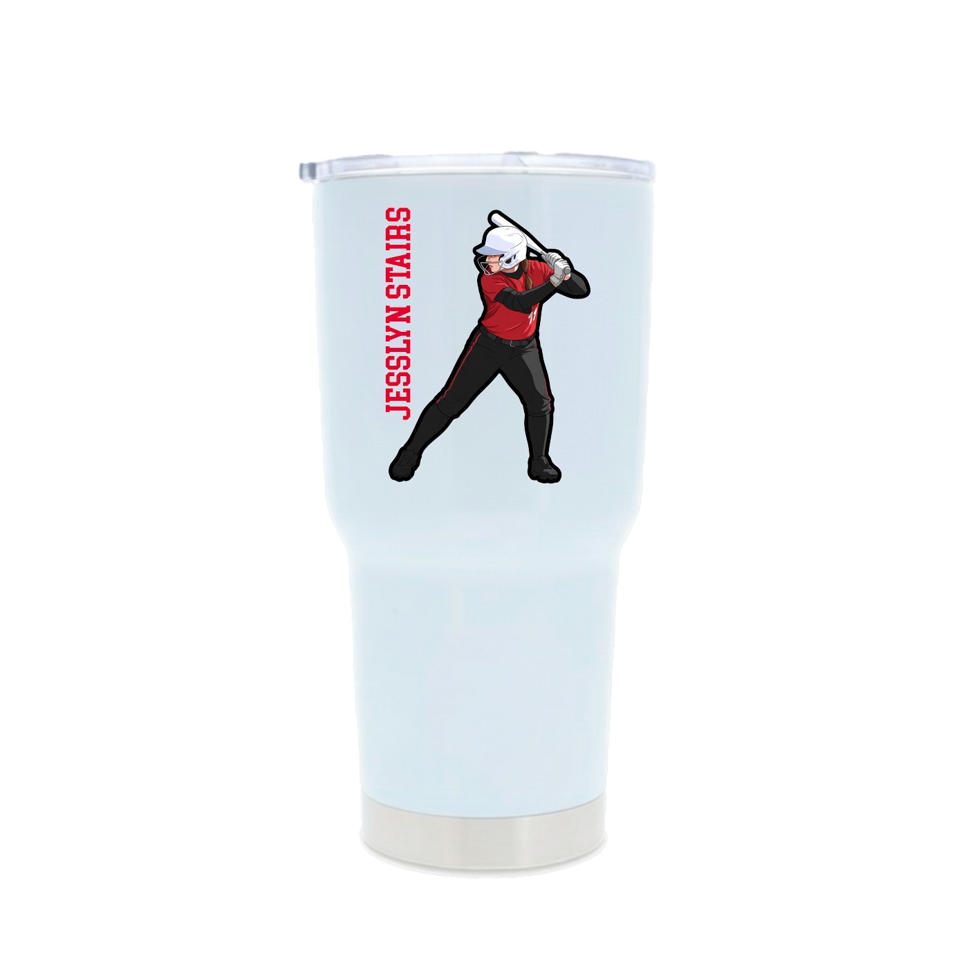 30oz Stainless Steel Tumbler — Name Vertical in White