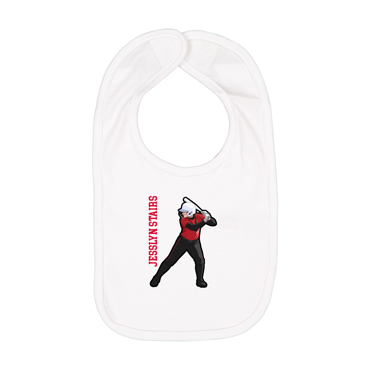 Infant Bib — Name Vertical in White