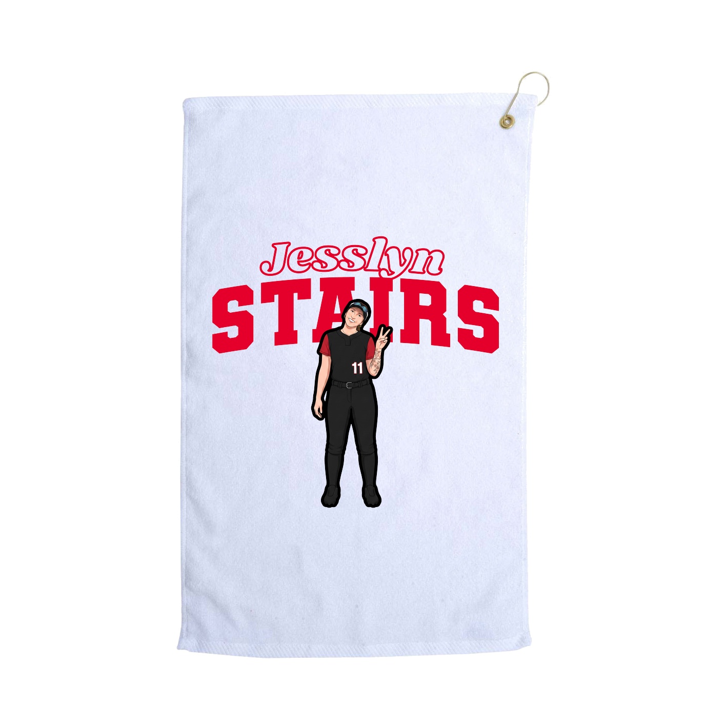 Golf Towel — Name Arch in White