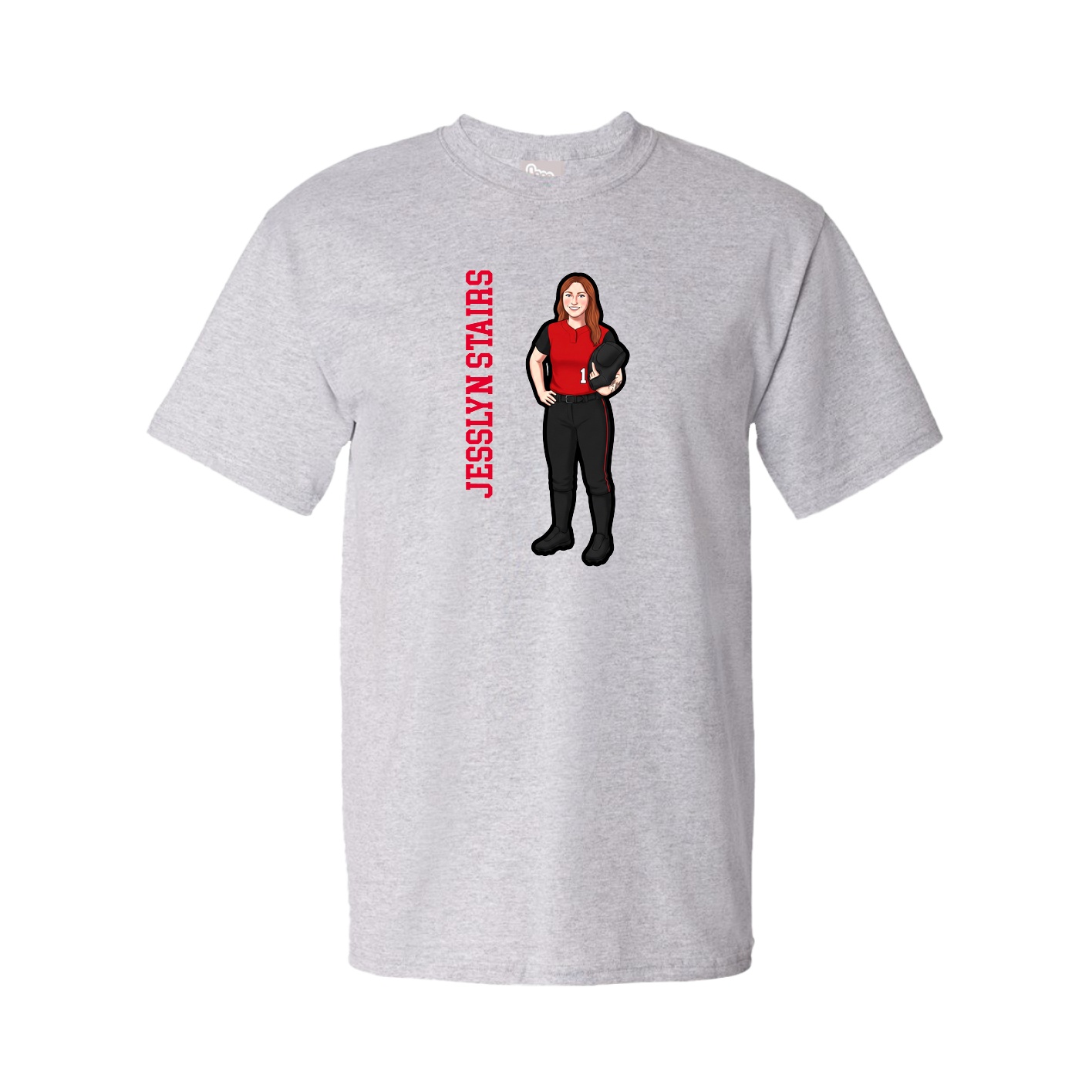 Youth Tee — Name Vertical in Grey