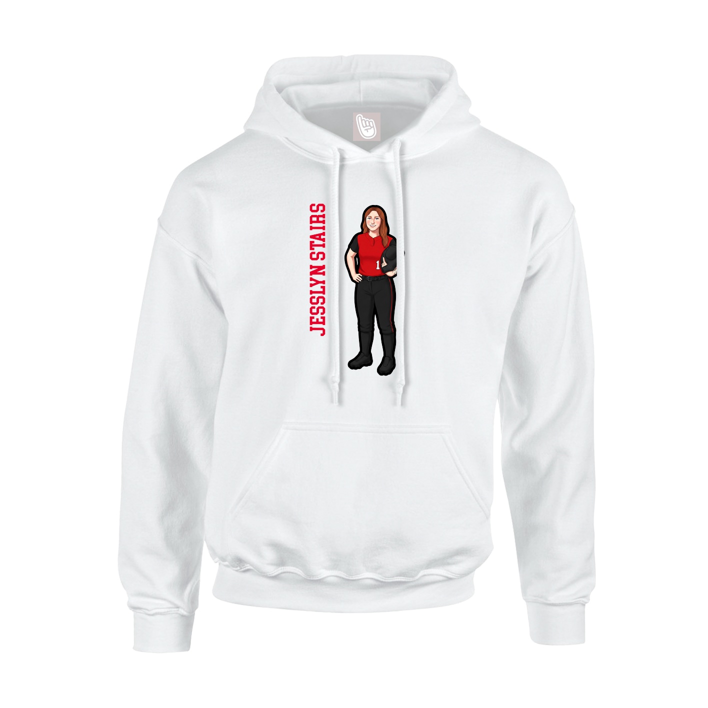 Youth Hoodie — Name Vertical in White