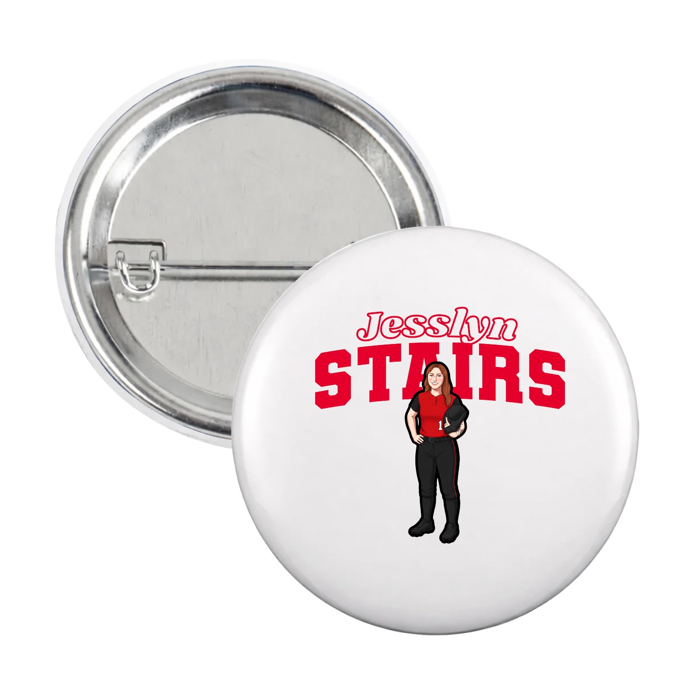 Game Day Button — Name Arch in White
