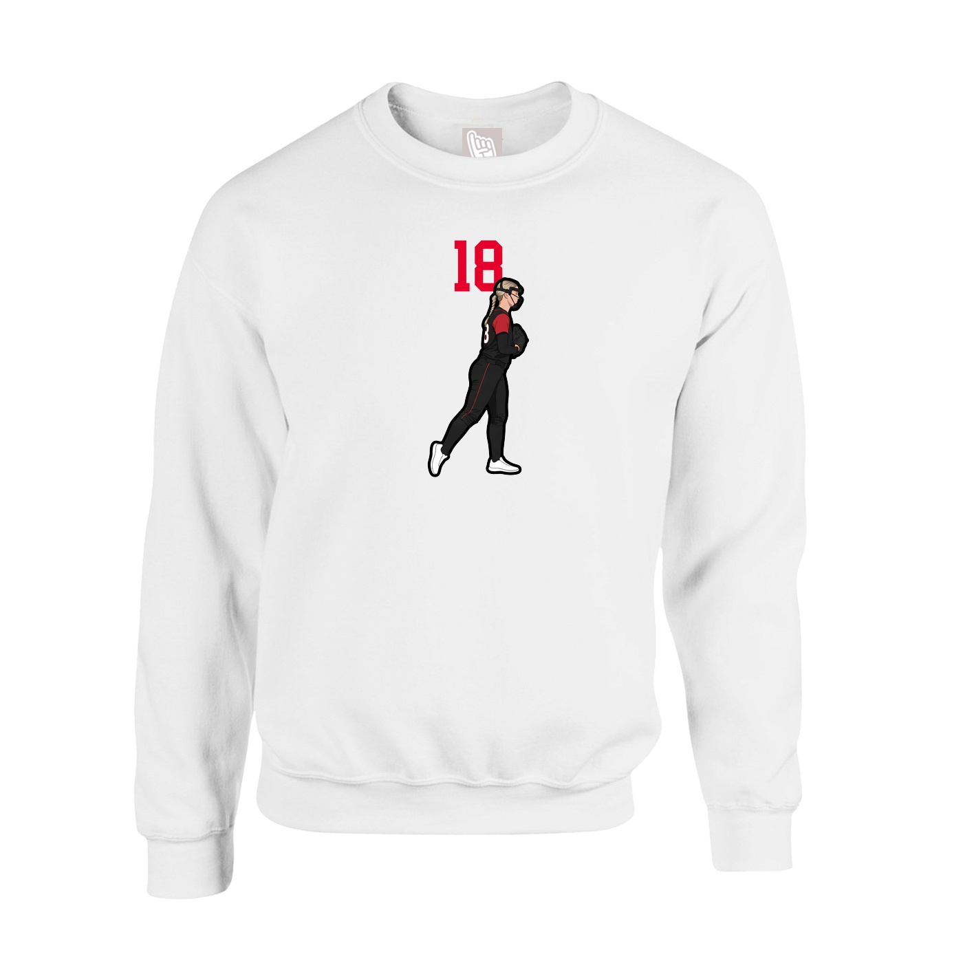 Fleece Crew — Number Top in White