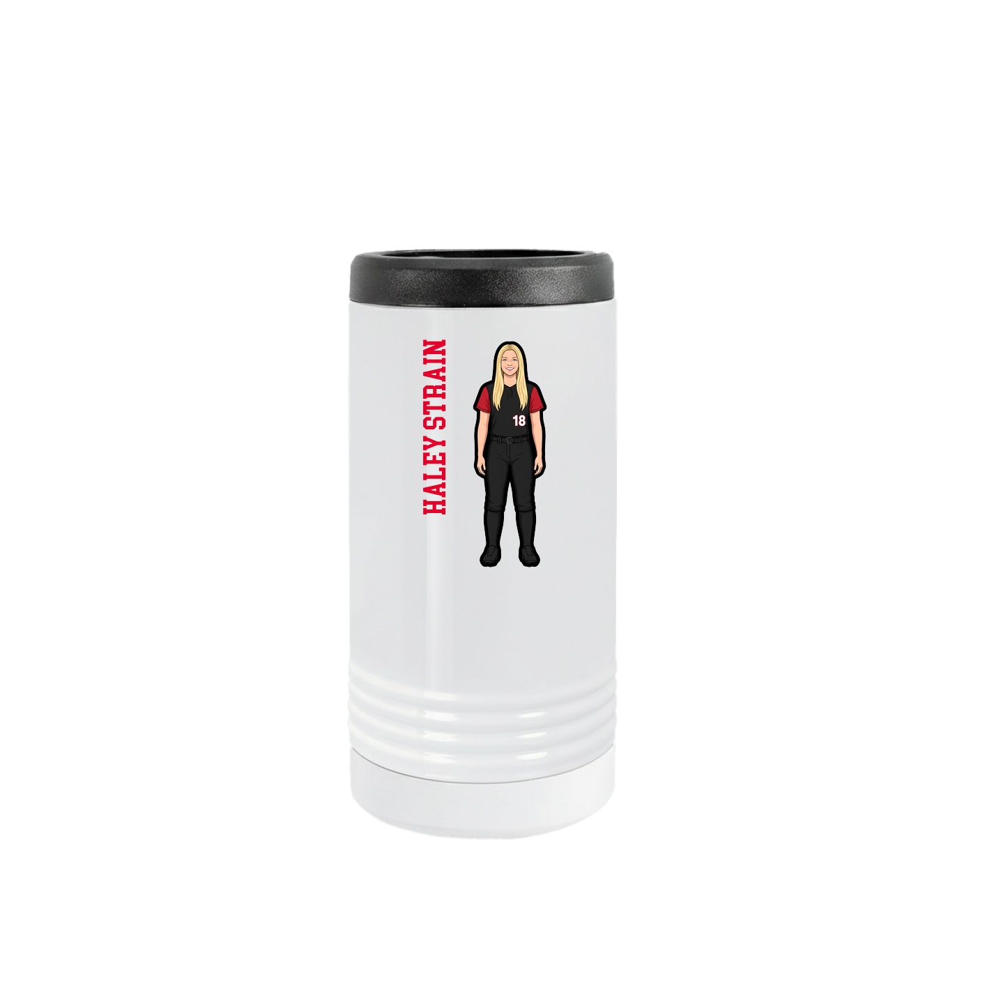 Slim Beverage Holder — Name Vertical in White
