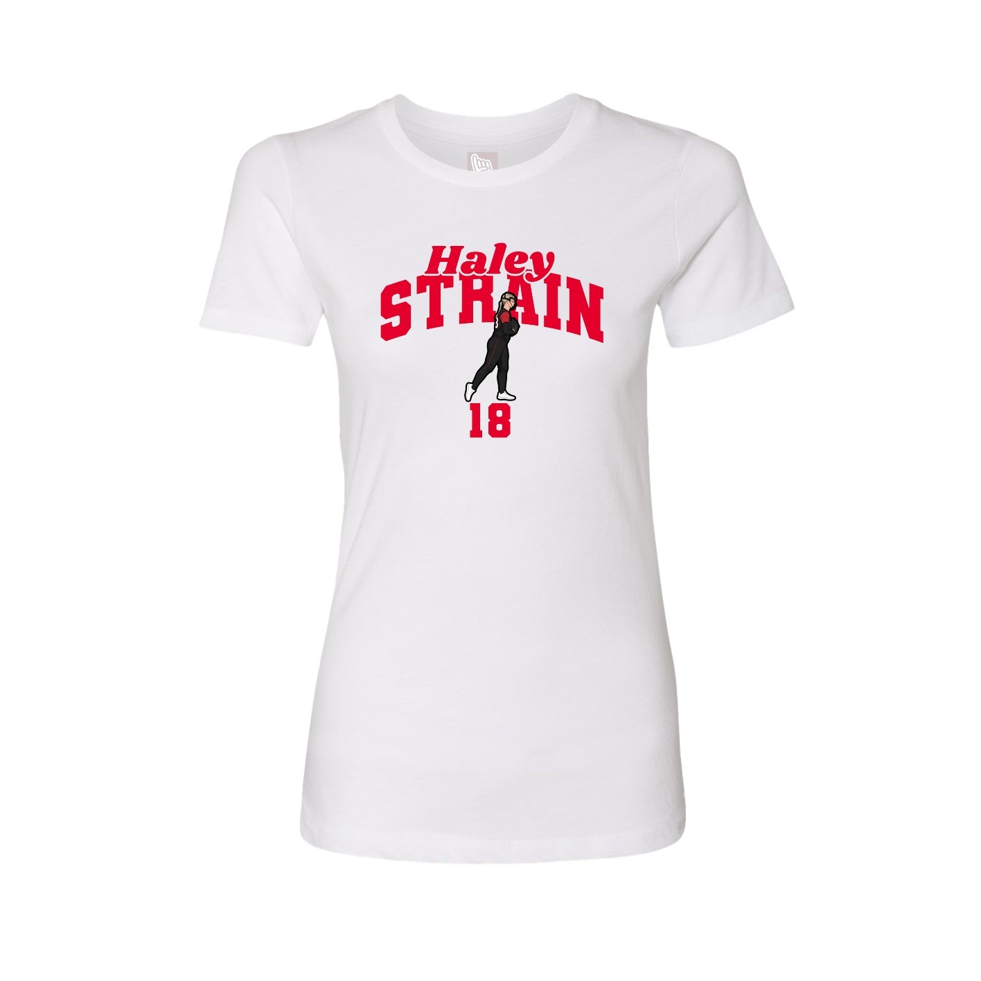 Fitted Women's Tee — Signature Arch in White