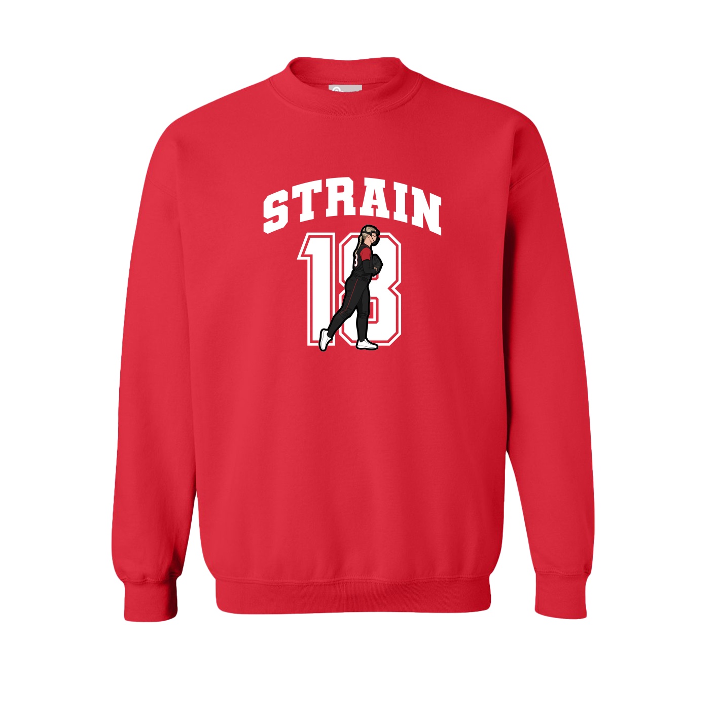 Fleece Crew — Number in Red