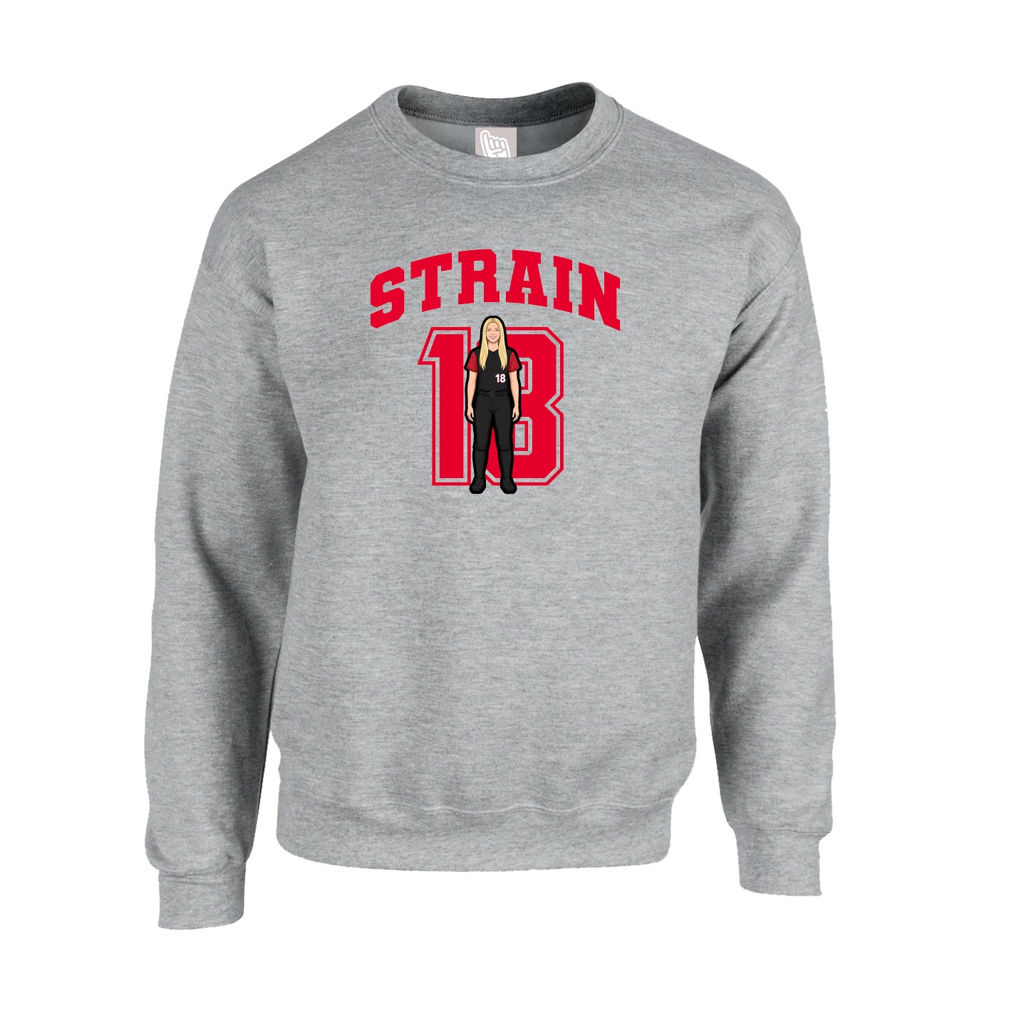 Fleece Crew — Number in Grey