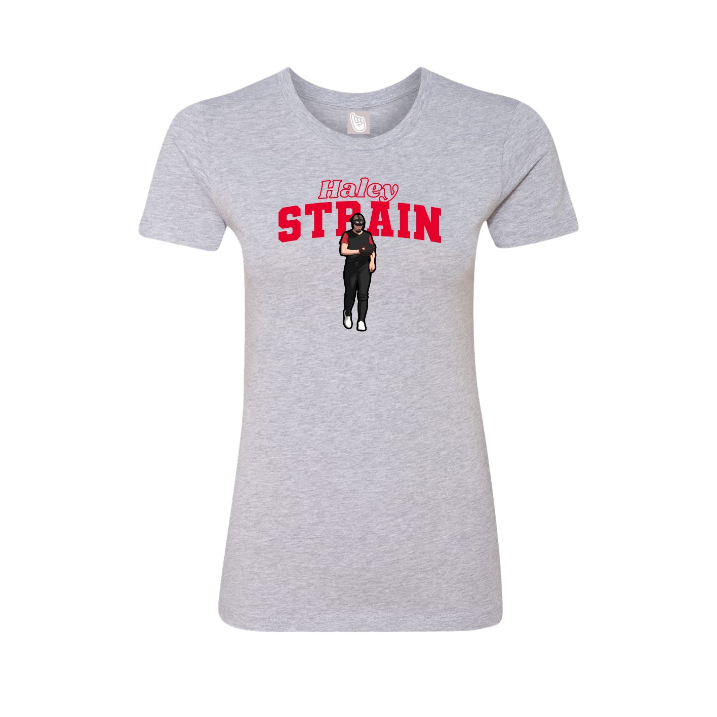Fitted Women's Tee — Name Arch in Grey