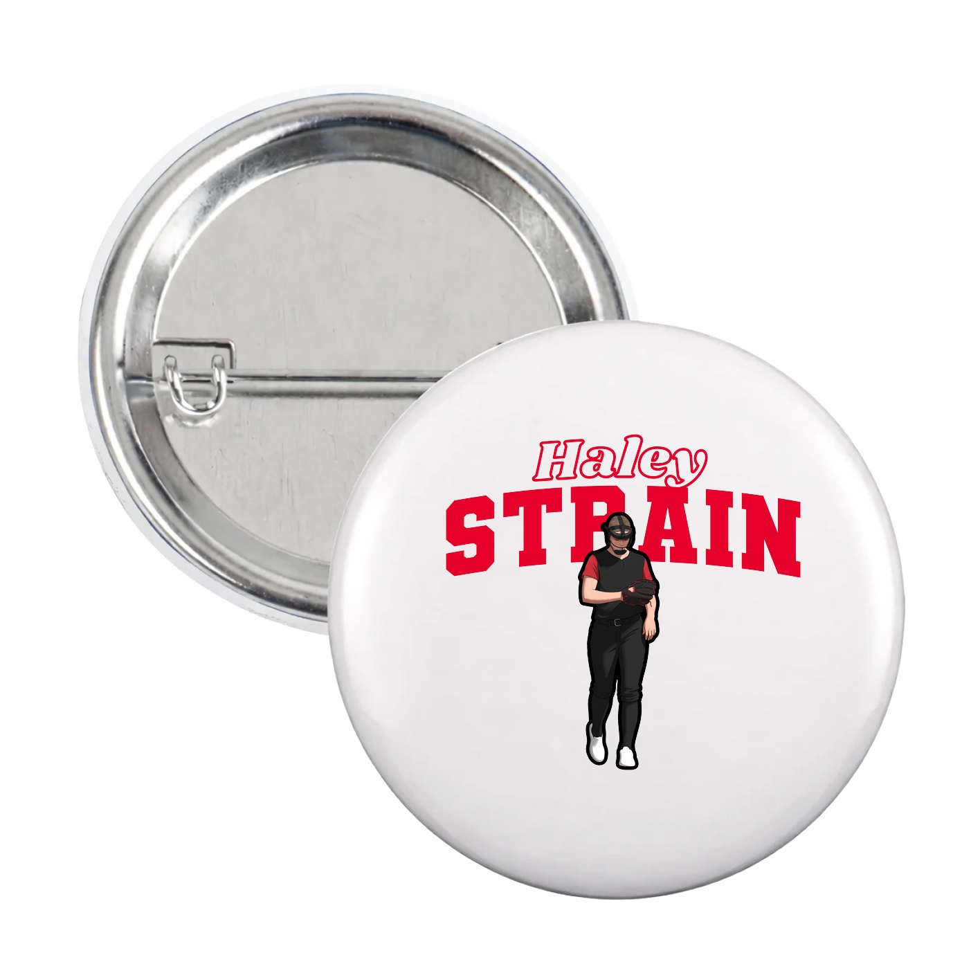 Game Day Button — Name Arch in White