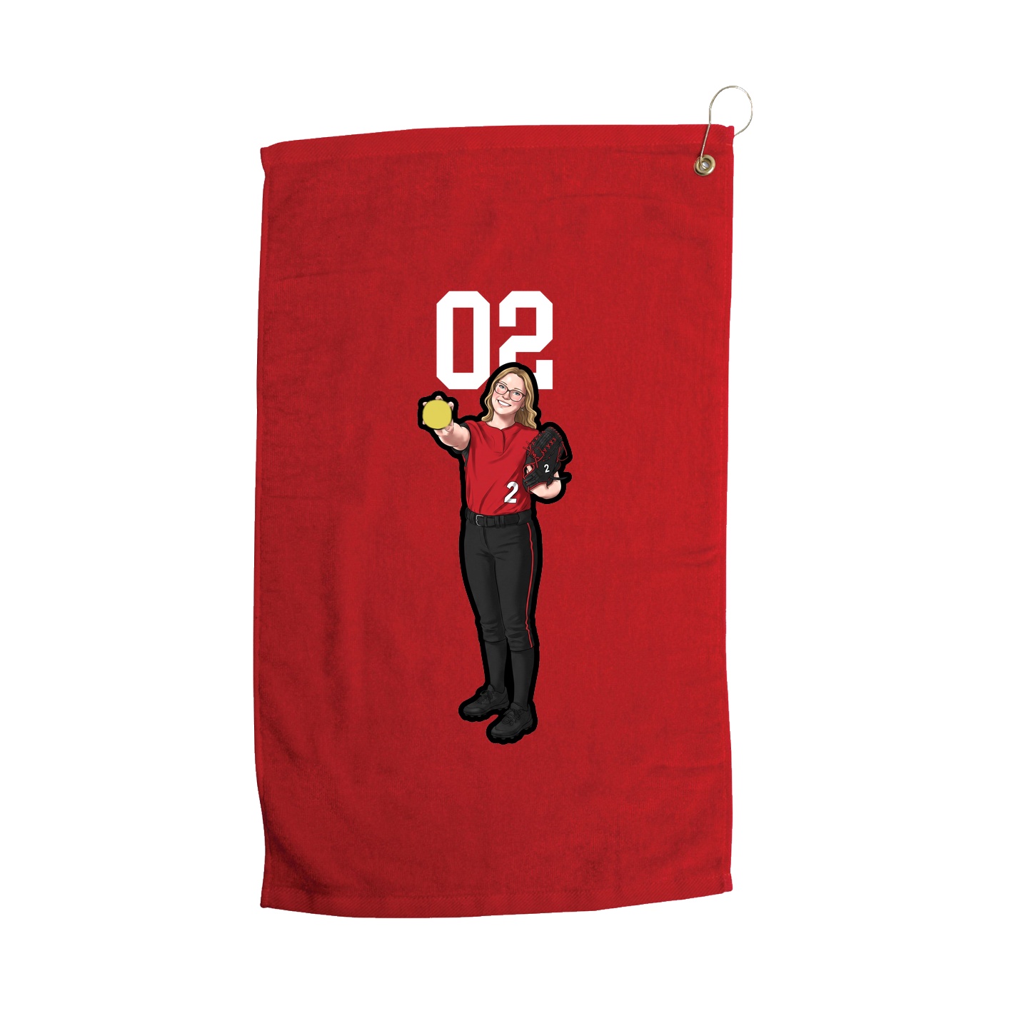 Golf Towel — Number Top in Red