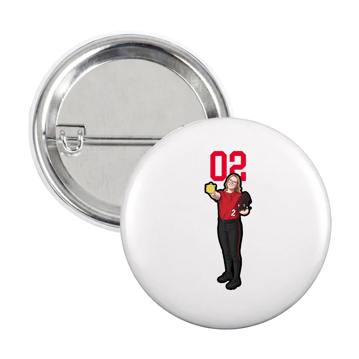 Game Day Button — Number Top in White