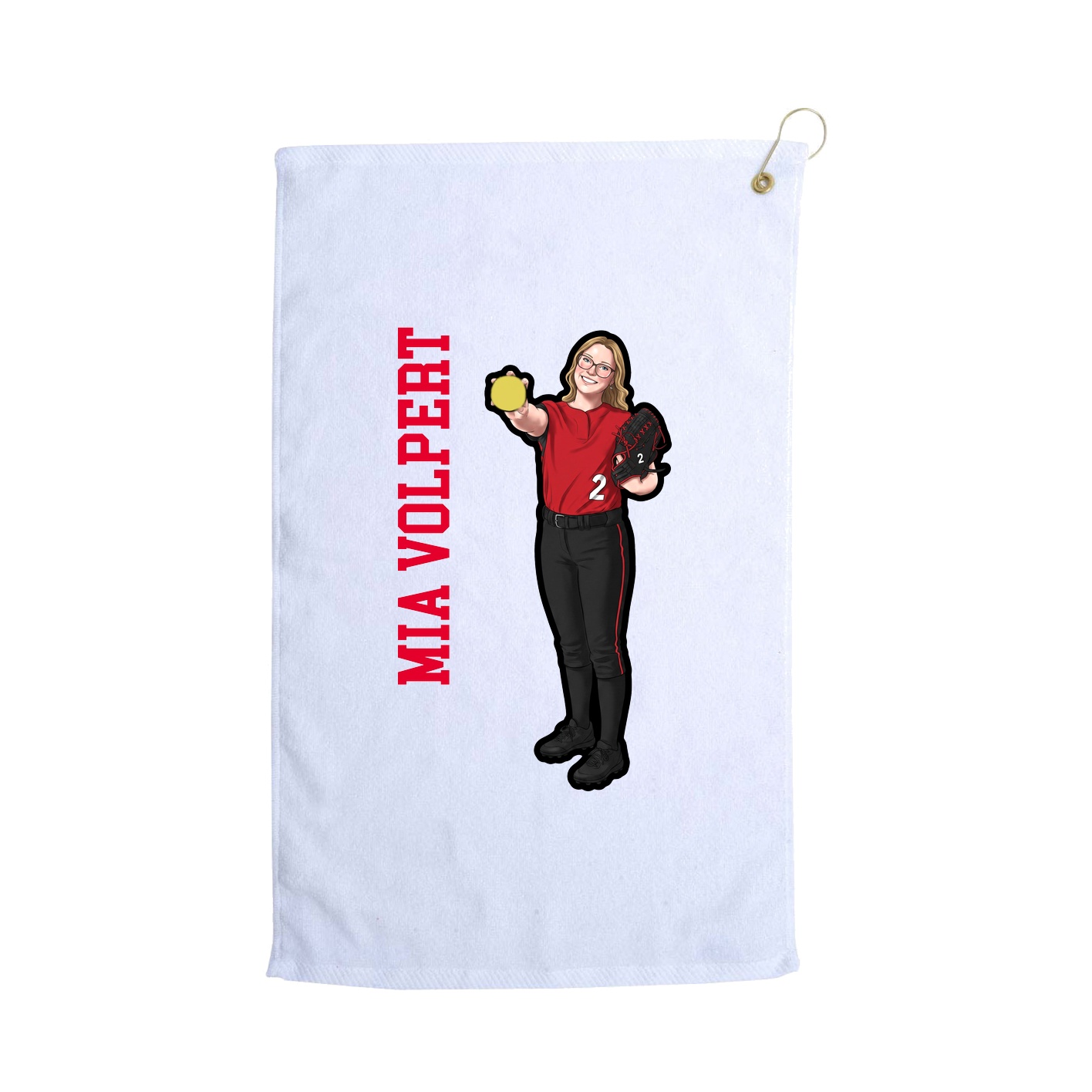 Golf Towel — Name Vertical in White