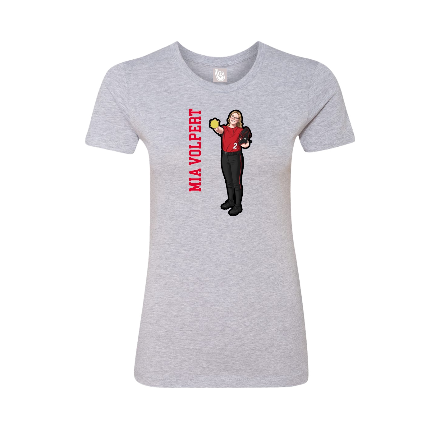 Fitted Women's Tee — Name Vertical in Grey