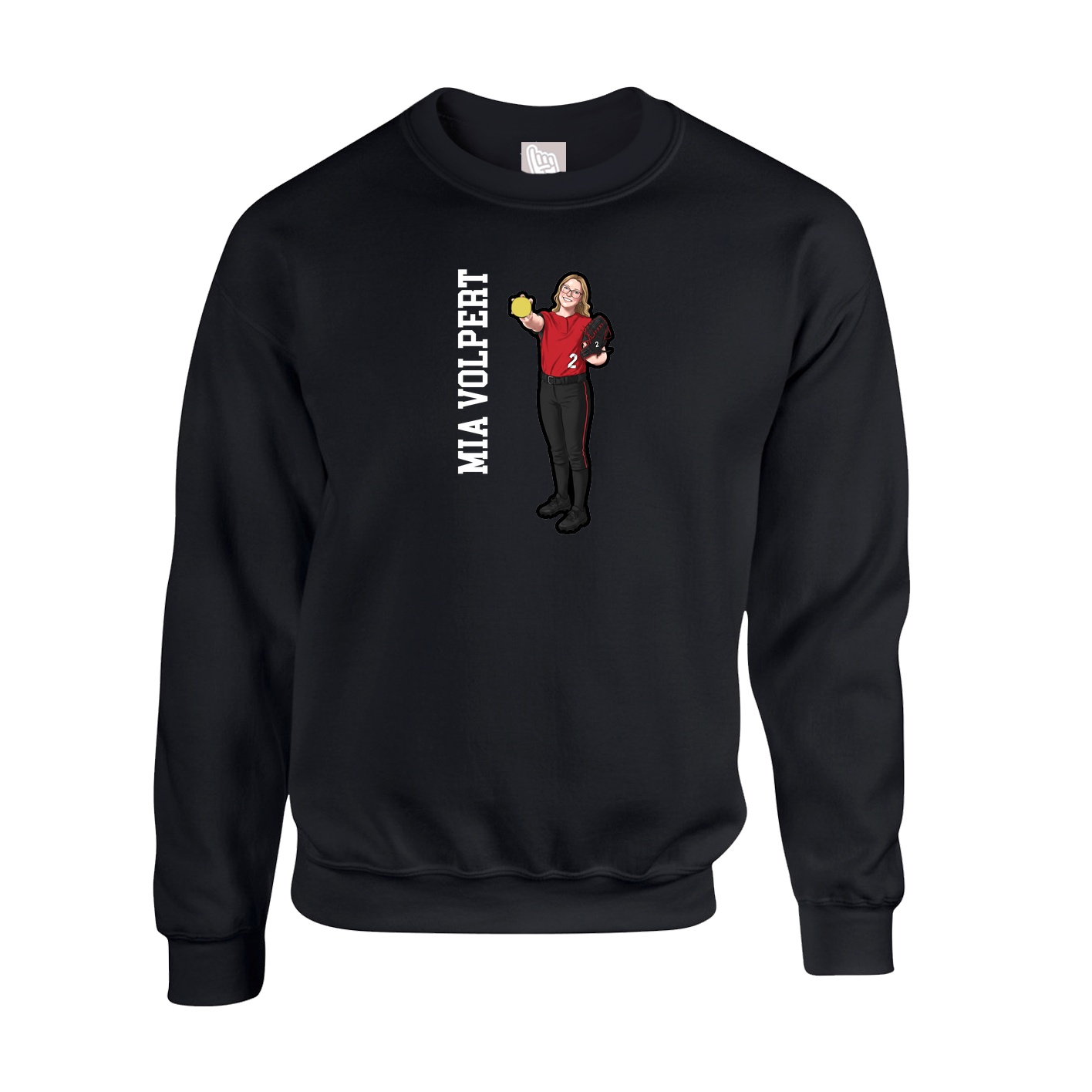 Fleece Crew — Name Vertical in Black