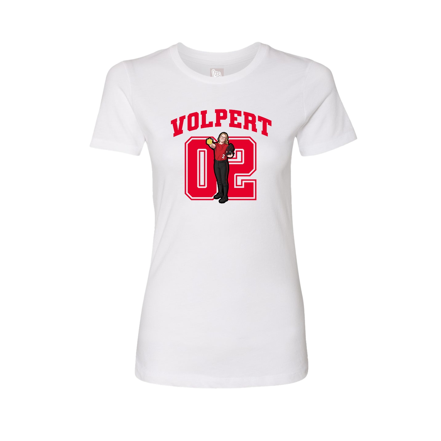 Fitted Women's Tee — Number in White