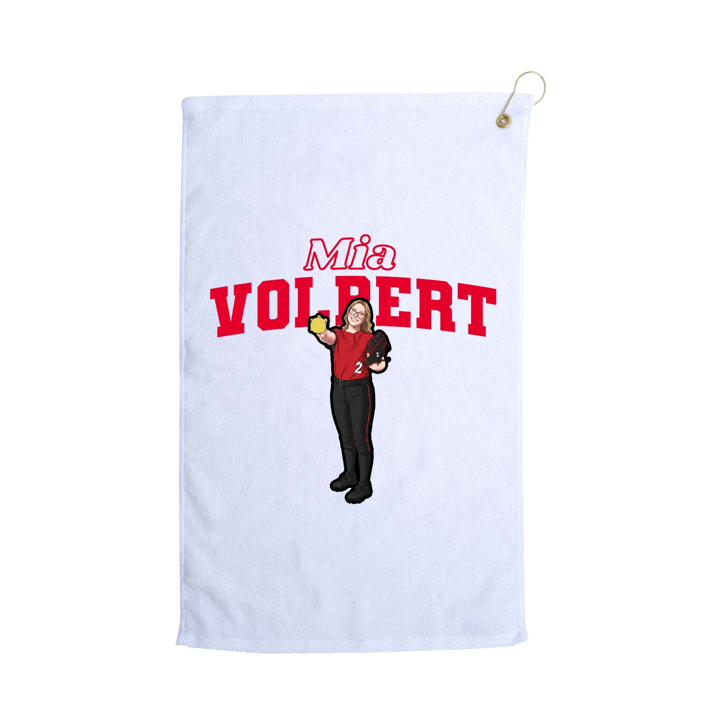 Golf Towel — Name Arch in White